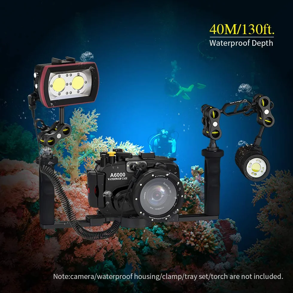 Sea frogs IPX8 wodoodporna lampa LED do aparatu, światło do fotografii i wideo, 3500 lm, do nurkowania, 40 m, oświetlenie do fotografii podwodnej