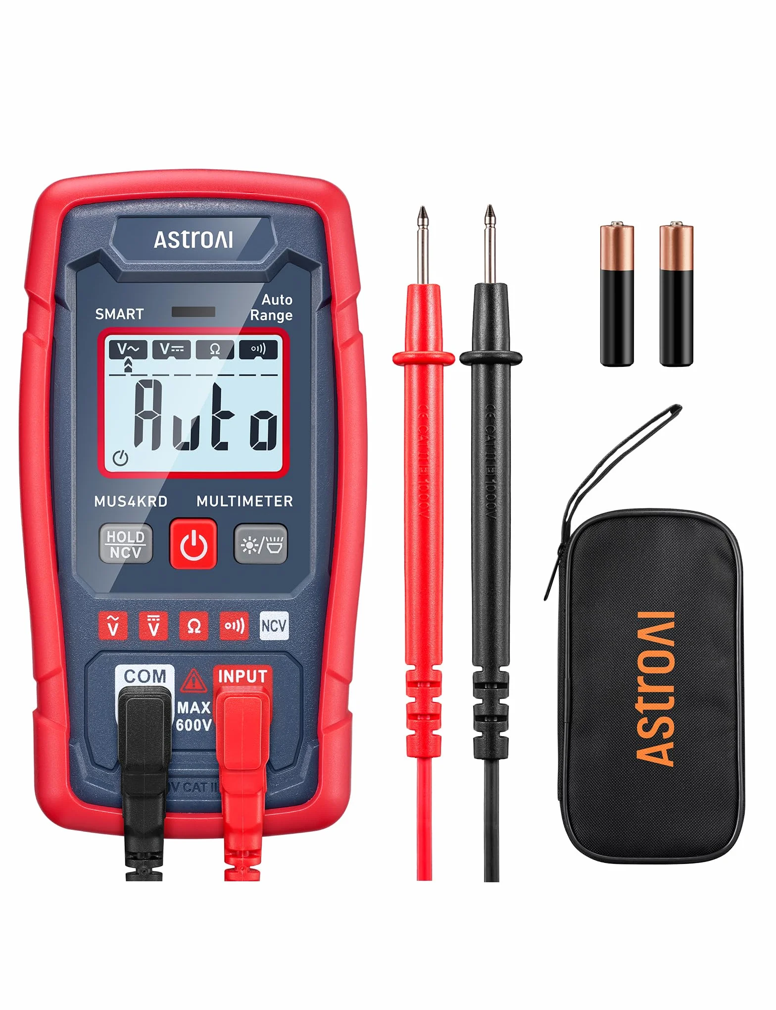 AstroAI Multimetr cyfrowy, 4000 zliczeń, woltomierz, multimetr elektryczny, tester napięcia z NCV, mierzy napięcie AC/DC, rezystancję, ciągłość testów