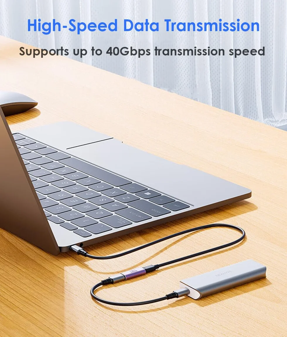 Adapter USB C do gniazda, przedłużacz USB typu C, 40 Gbit/s, 100 W, 8K/60 Hz, Thunderbolt 4/3