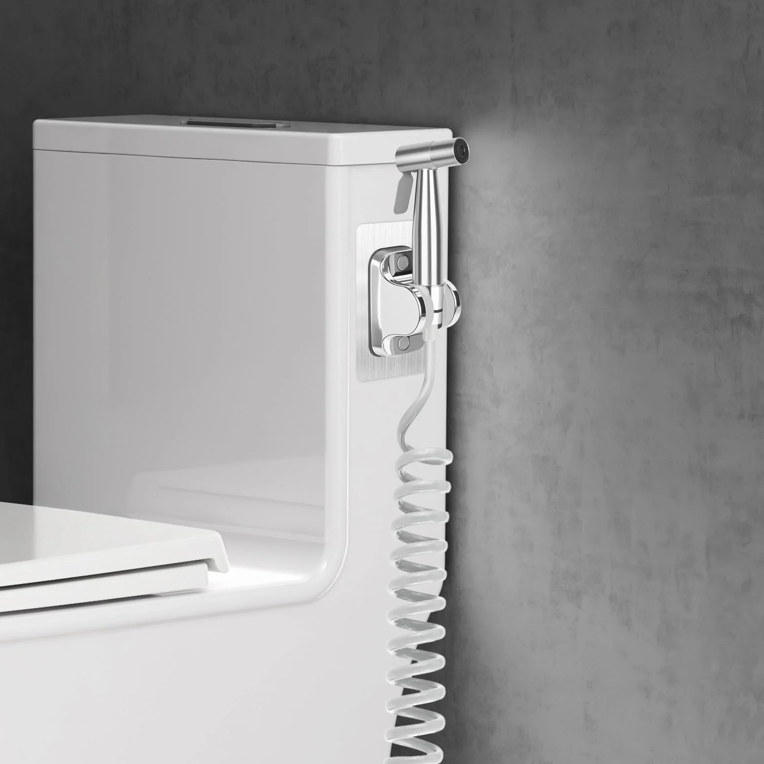 Bidet słuchawka prysznicowa, prysznic ze stali nierdzewnej z 3-drożnym zaworem, wąż sprężynowy 2 m i uchwyt, uniwersalne przyłącze G1/2", do toalety osobistej (A)