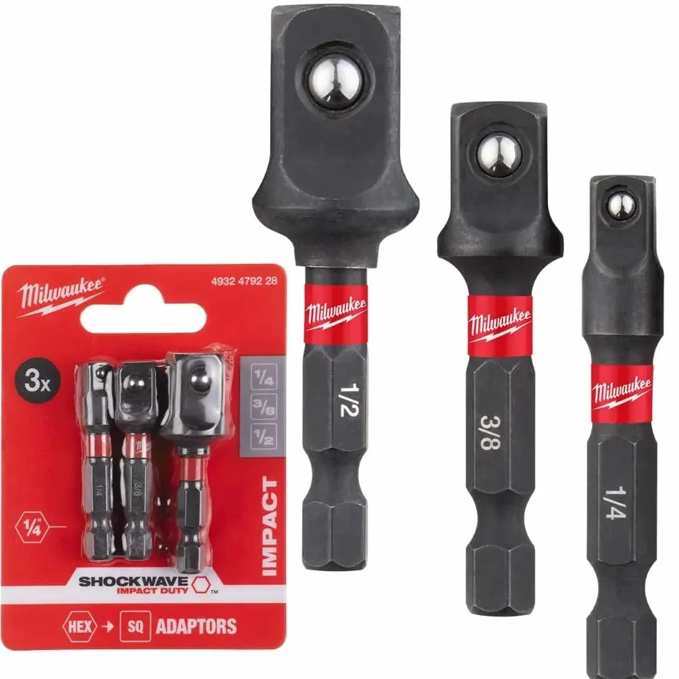 Milwauke 3 x zestaw adapterów do kluczy nasadowych (1/4 + 3/8 + 1/2)