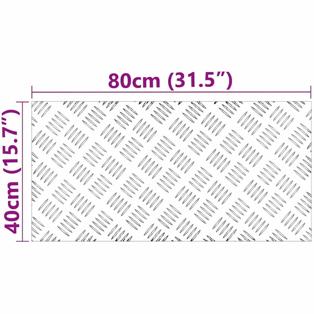 Aluminiowy stopień schodowy o prostokątnym wzornictwie, 80 x 40 cm, srebrny, blacha ryflowana, zestaw 4 sztuk, do wewnątrz i na zewnątrz, ochrona przed poślizgiem na drewnianych schodach