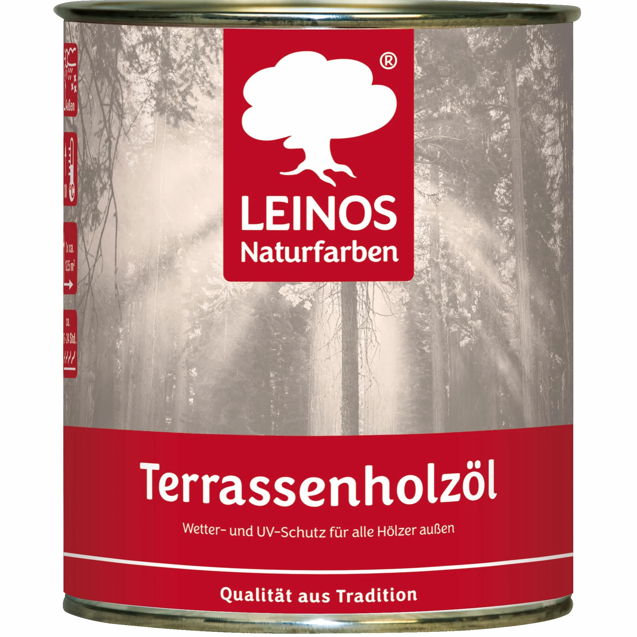 Leinos Olej do drewna tarasowego, 0,75 l, brązowawy olej do ochrony drewna premium do ochrony drewna modrzewiowego, dębu, drewna tekowego i akacji, do mebli ogrodowych i tarasów