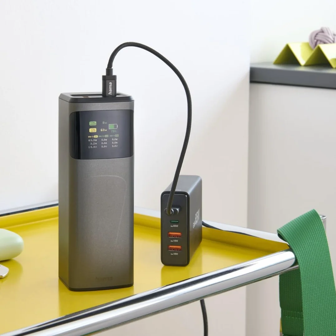Hama Power Pack 24000mAh 150W Power Bank Szybkie Ładowanie Power Delivery Quickcharge 2xUSB-C 1xUSB-A Kompaktowy Podróżny