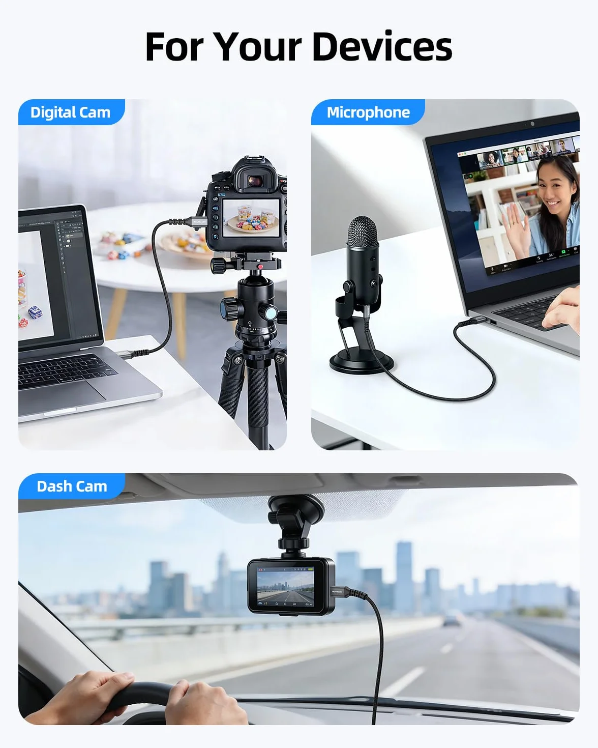 Mini USB Kabel 30cm 2Pack USB 2.0 do Mini USB kompatybilny PS3 MP3 MP4 Dash Cam Garmin Nuvi GPS Blue Yeti GoPro Hero 3+
