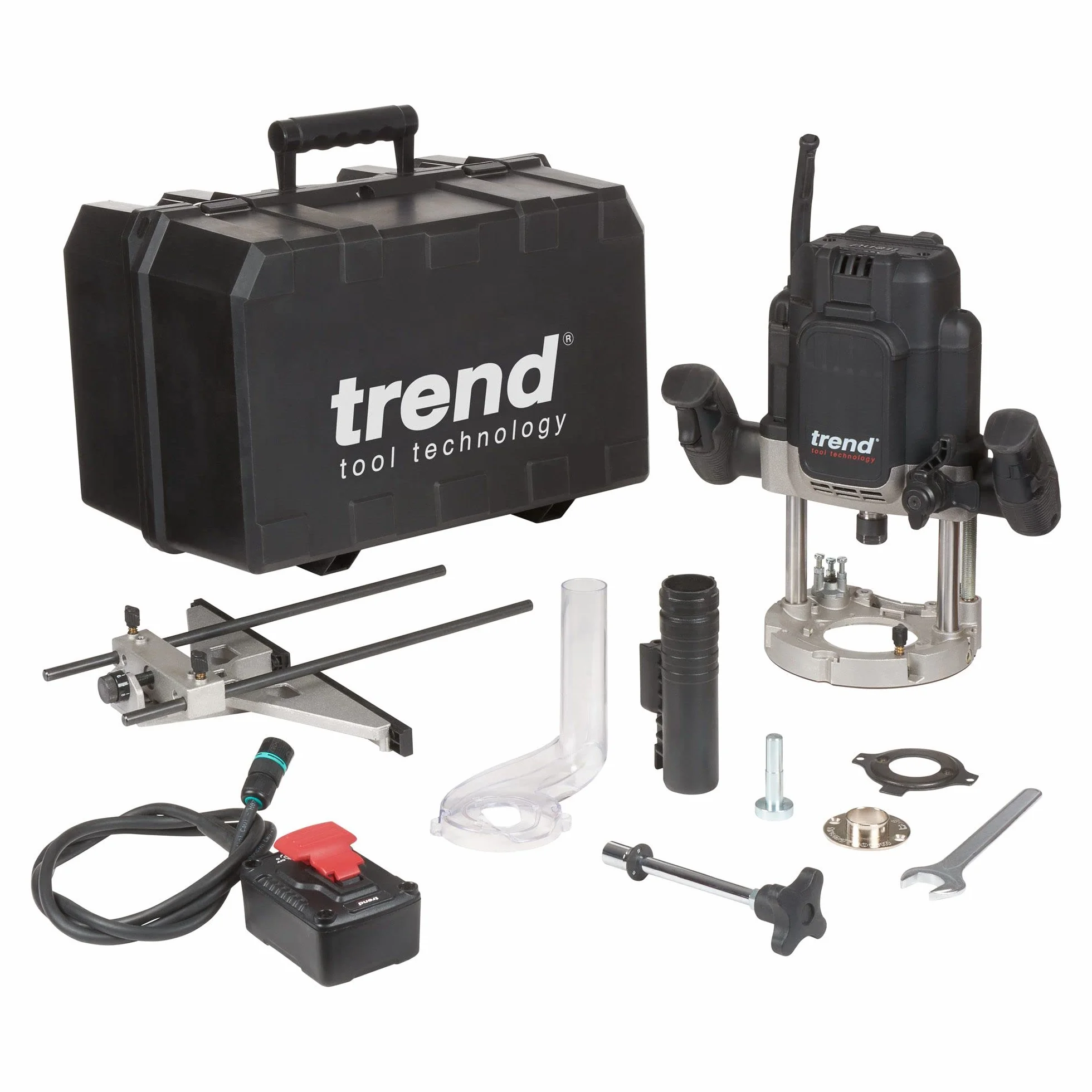 Trend T14EK 2300W 12 mm - warsztatowa frezarka o zmiennej prędkości 230V EU, głębokość zanurzenia 80 mm, idealna do użytku ręcznego i stołu frezarki, T14EK/EURO
