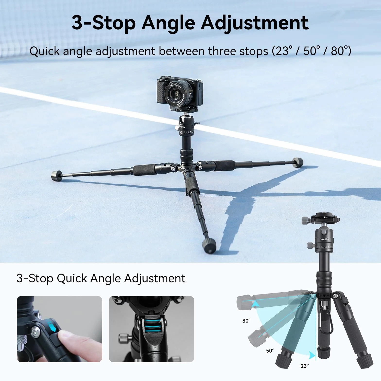 SMALLRIG Statyw Aluminiowy Mini 52cm z Głowicą Kulową 360° 6kg 4289