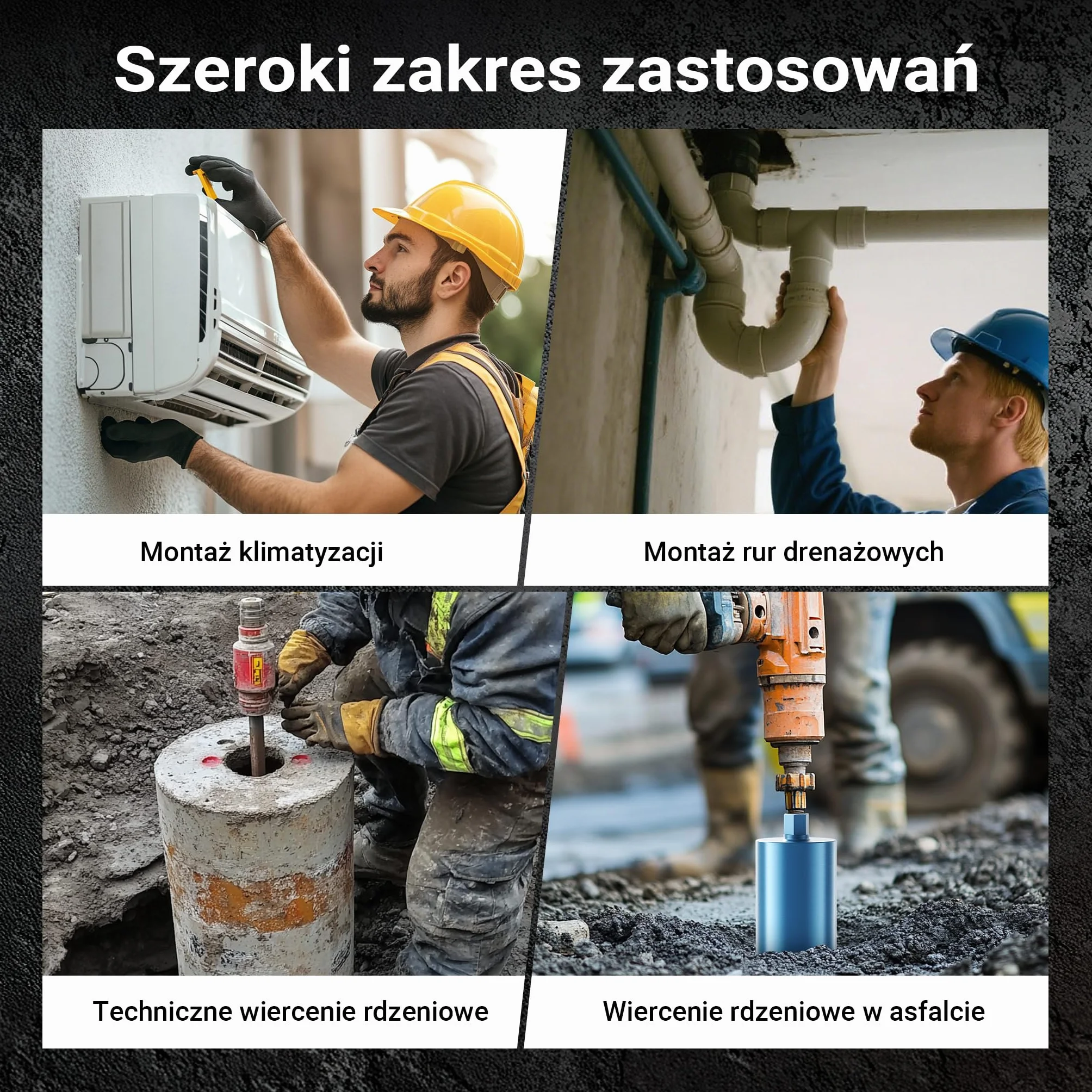Wiltec Wiertło diamentowe koronowe typu Shark Ø 152 mm o długości 450 mm, 1¼ UNC, do wiercenia w betonie, kafelkach, kamienia i granitu