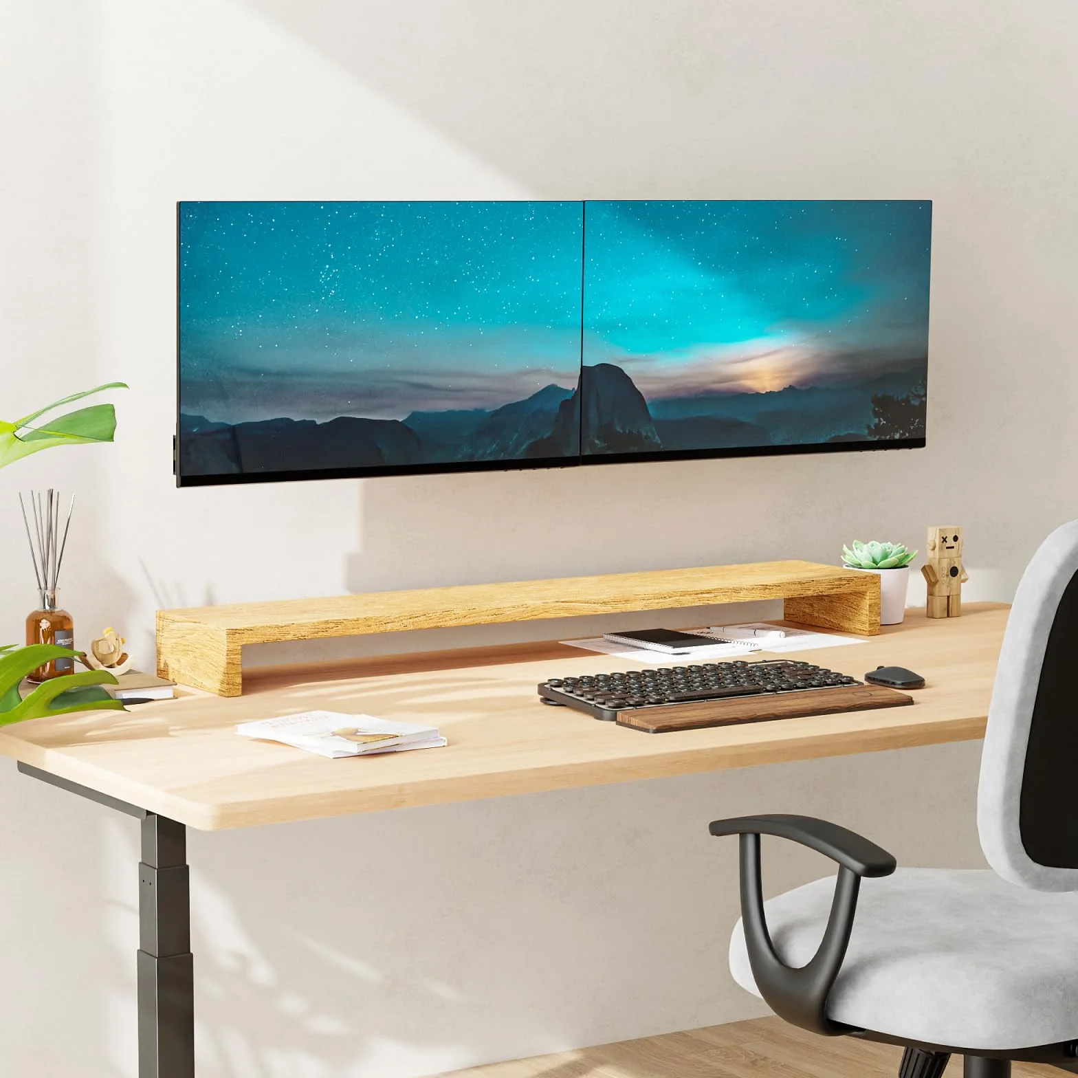Uchwyt ścienny podwójny monitor VESA 75x75 100x100 mm 13-27 cali 10 kg