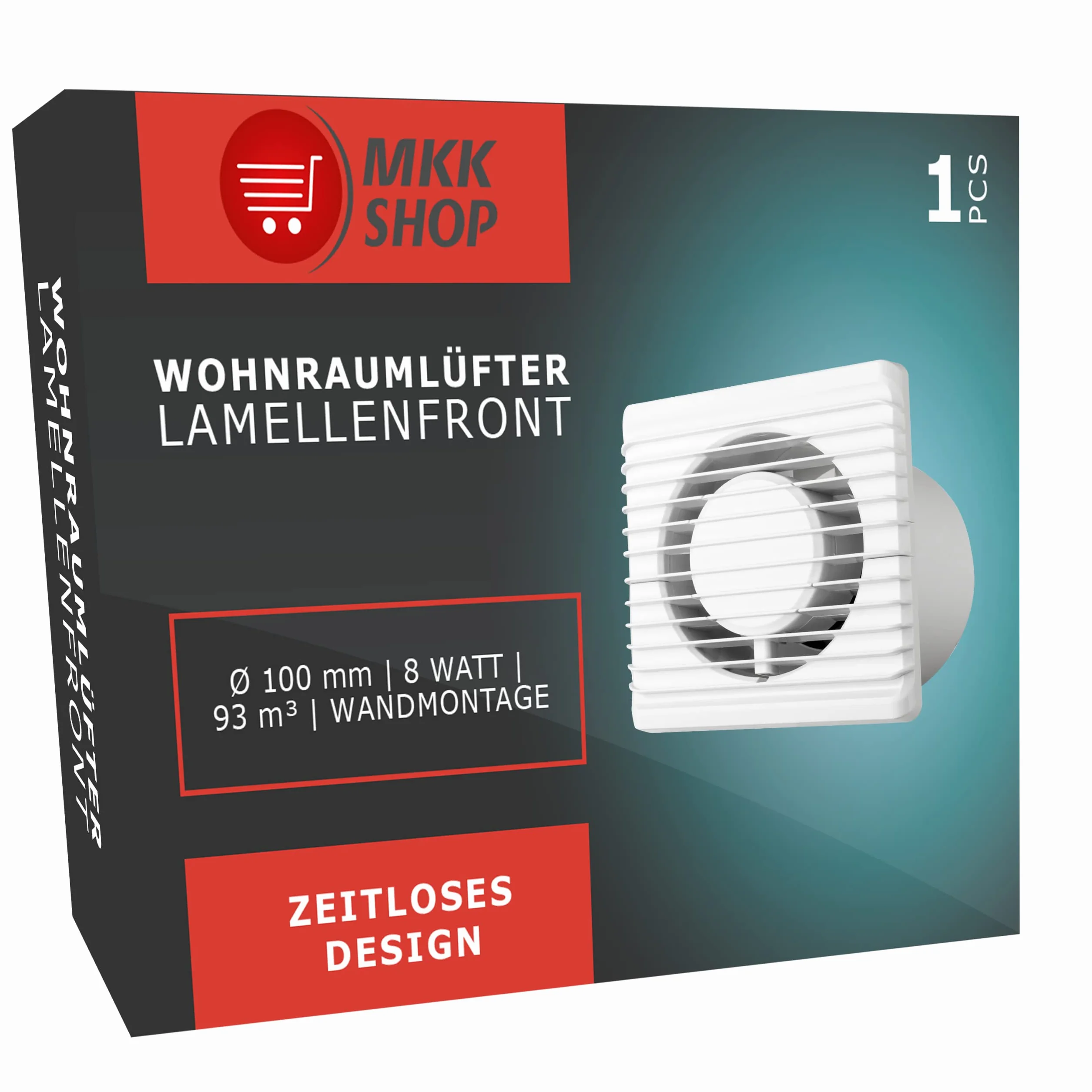 MKK Wentylator łazienkowy Ø 100 mm wentylator do salonu, standard, cicha praca, niskie zużycie energii, nadaje się do łazienek i kuchni Wentylator 28dB/1m 26dB/3m - 93m³/h