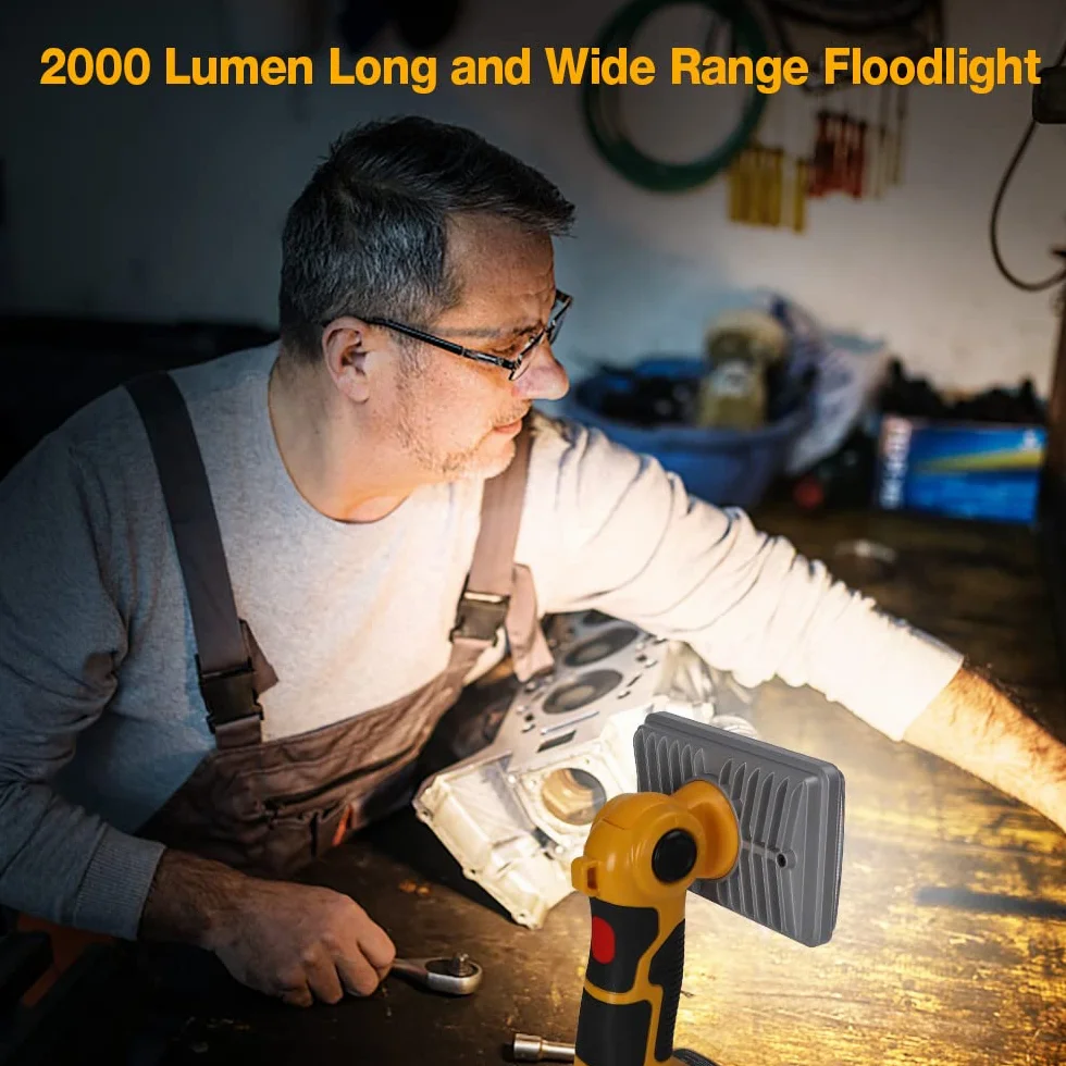 18 W 2000 lm wielofunkcyjne bezprzewodowe światło robocze LED dalekiego zasięgu reflektor z portem USB kompatybilny z baterią litową Dewalt 18 V do latarki zewnętrznej, światła pracy, obozowego (bez baterii)