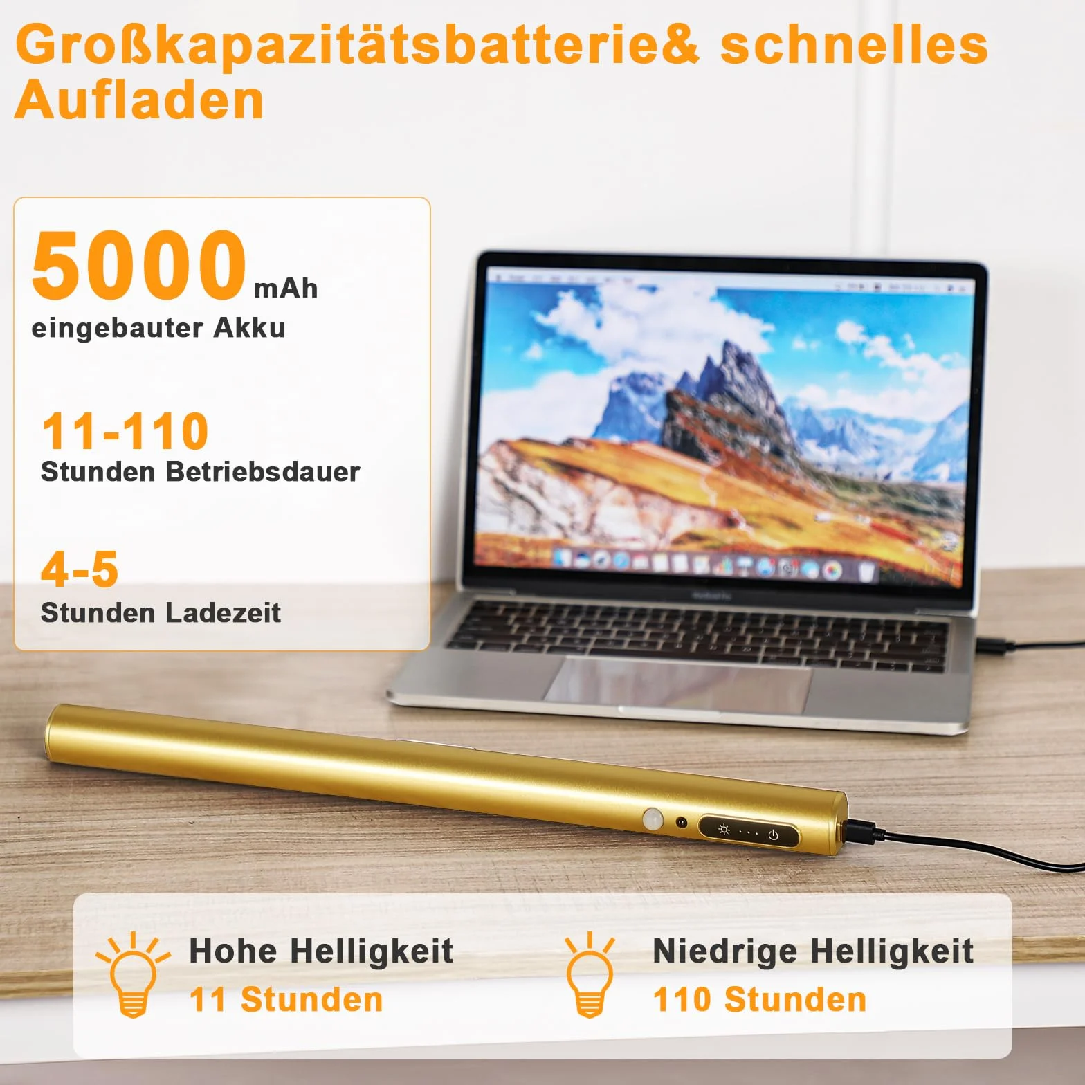 ENCOFT Bezprzewodowa lampa do darta, 5000 mAh, 40 cm, oświetlenie obrazu, akumulator z czujnikiem ruchu, lampa ścienna, możliwość ściemniania, 3 temperatury barwowe, oświetlenie rzutek z pilotem