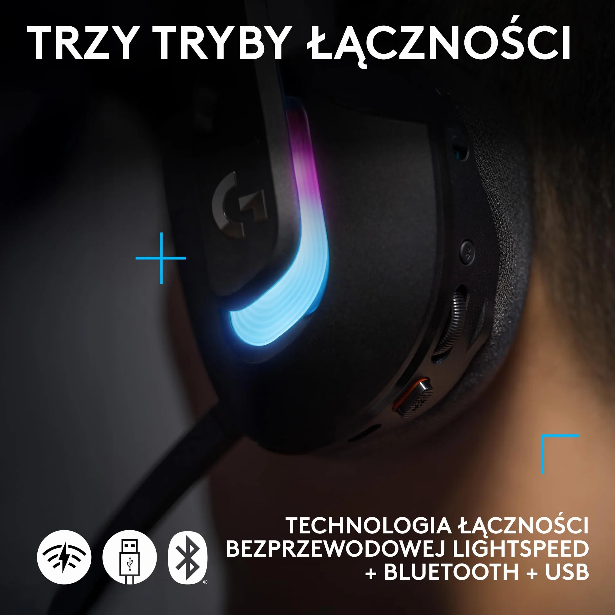 Logitech G G522 LIGHTSPEED bezprzewodowy zestaw słuchawkowy do gier, LIGHTSYNC RGB, Bluetooth