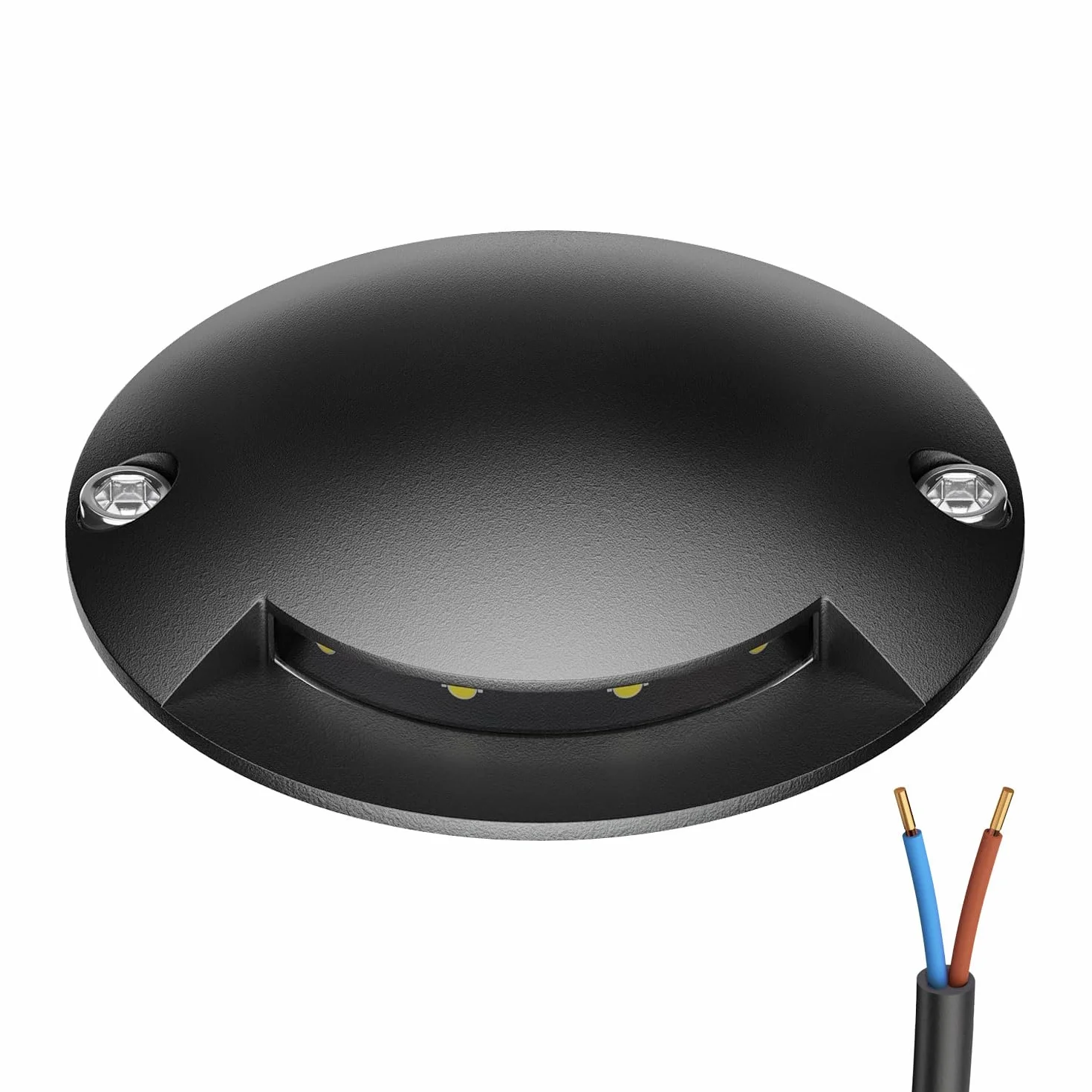 ledscom.de Lampa gruntowa LED, znacznik ścieżki RUNDA do zastosowań zewnętrznych, IP67, antracytowa, okrągła, Ø 70 mm, ciepła biel