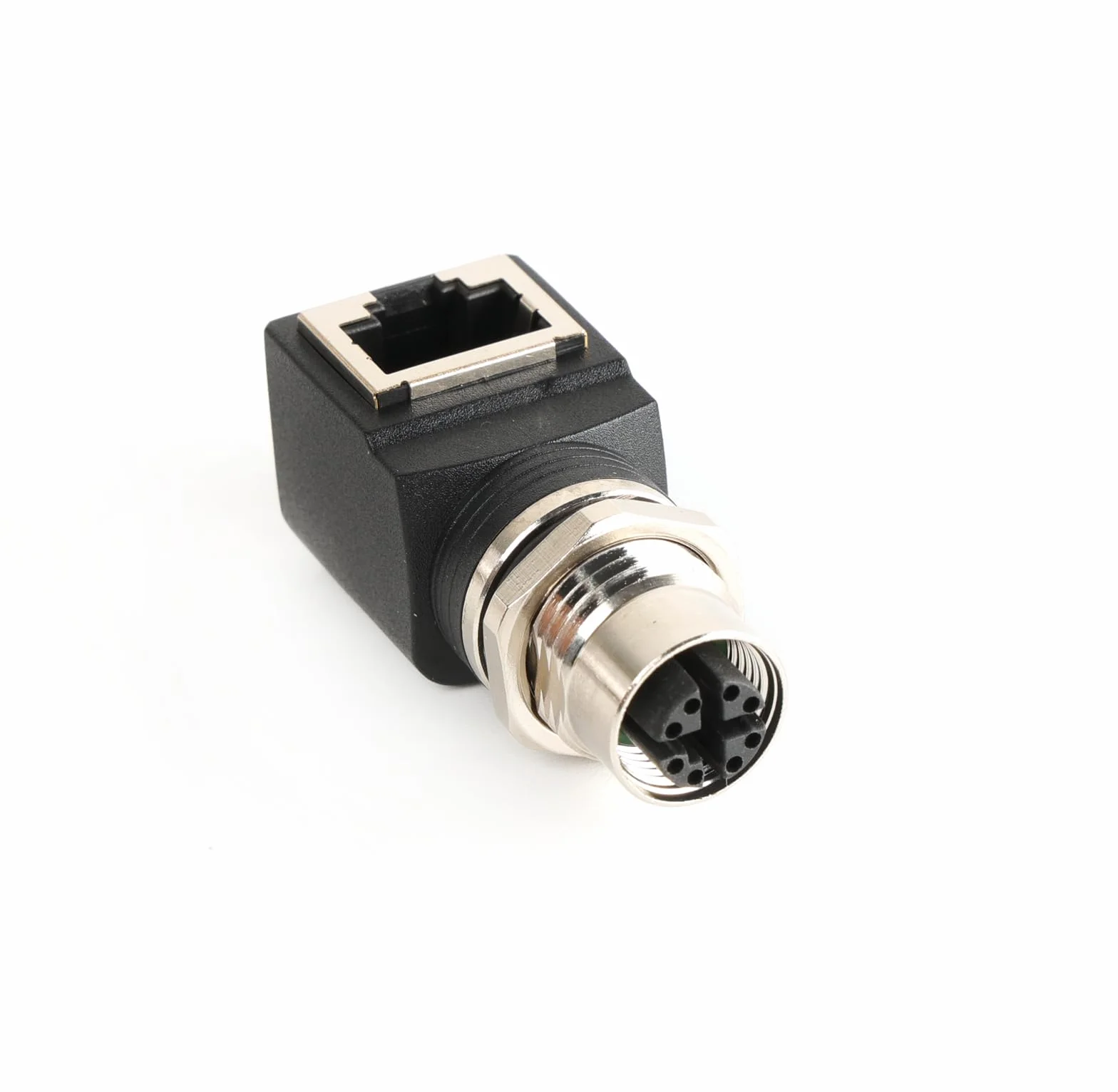 SZRMCC Adapter M12 do RJ45 Jack M12 kod D 4-pinowy męski na RJ45 żeński grodziowy wodoodporny przemysłowy adapter sieciowy Ethernet (8-pinowy żeński rj45 żeński kąt prosty, X-Code 8-pin)
