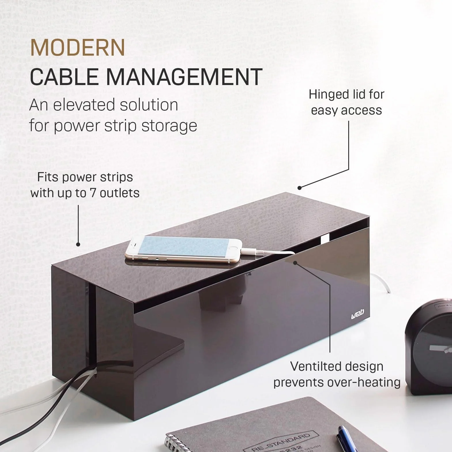Yamazaki Home Web Cable Box – organizer do przechowywania kabla odpływowego, osłona