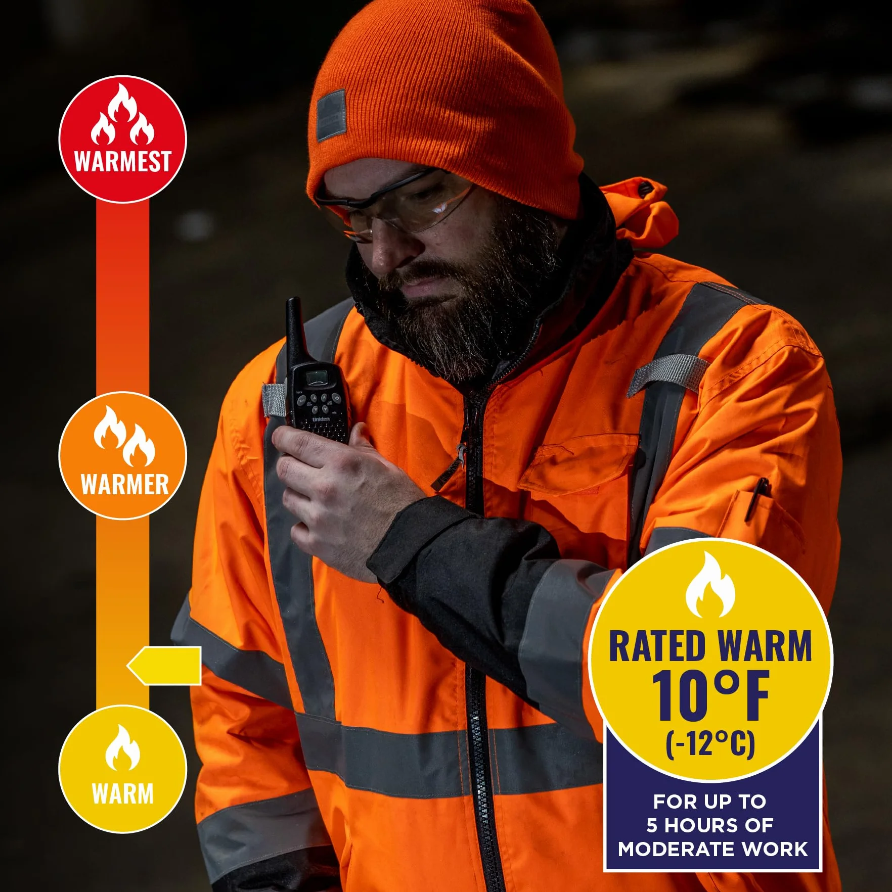 Ergodyne GloWear 8379 kurtka termiczna o wysokiej widoczności typ R, klasa 3, pomarańczowa bomberka z podszewką polarową, XL, XL