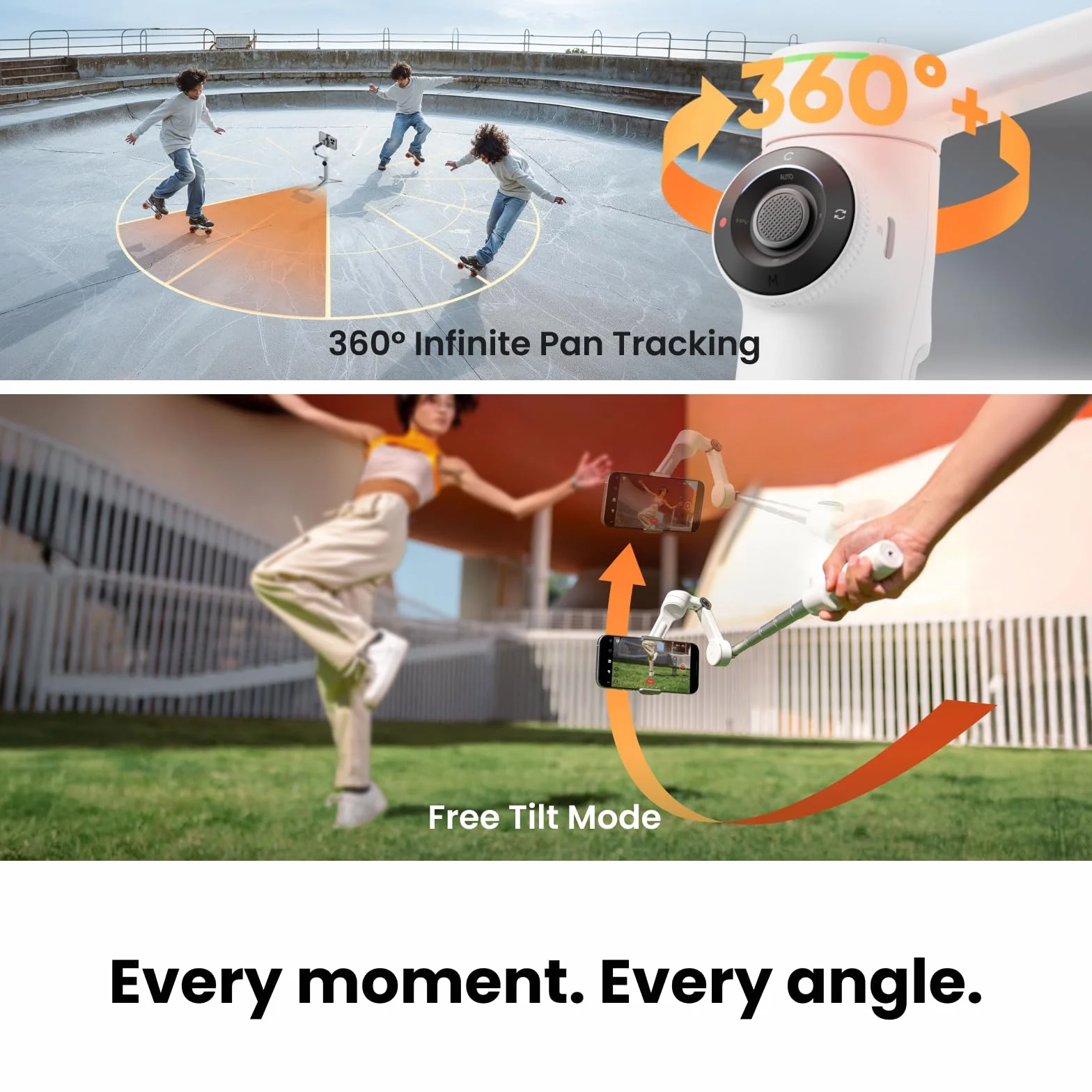 Insta360 Flow 2 Pro White składany stabilizator do telefonu AI z Apple DockKit, śledzenie 360° statyw do selfie