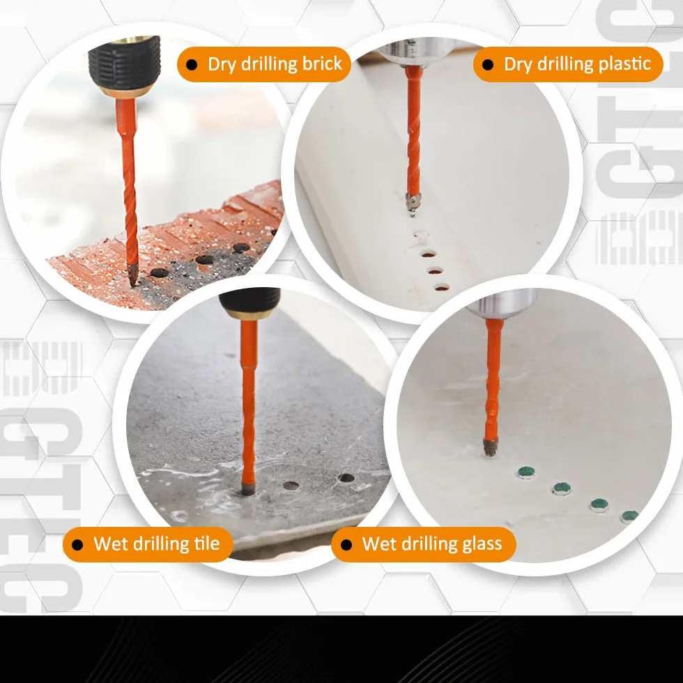 Wiertło do muru SDS, Wiertła do muru z węglika ząbkowanego 5 szt. 5-12 mm betonu, płytek | 10 PCS 5-10mm+Drill holder