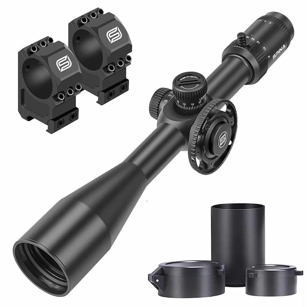 SPINA OPTICS 6-24x50 FFP II Celownik optyczny Pierwsza płaszczyzna ogniskowa Celownik z siatką MRAD Precision Tree i osłoną przeciwsłoneczną