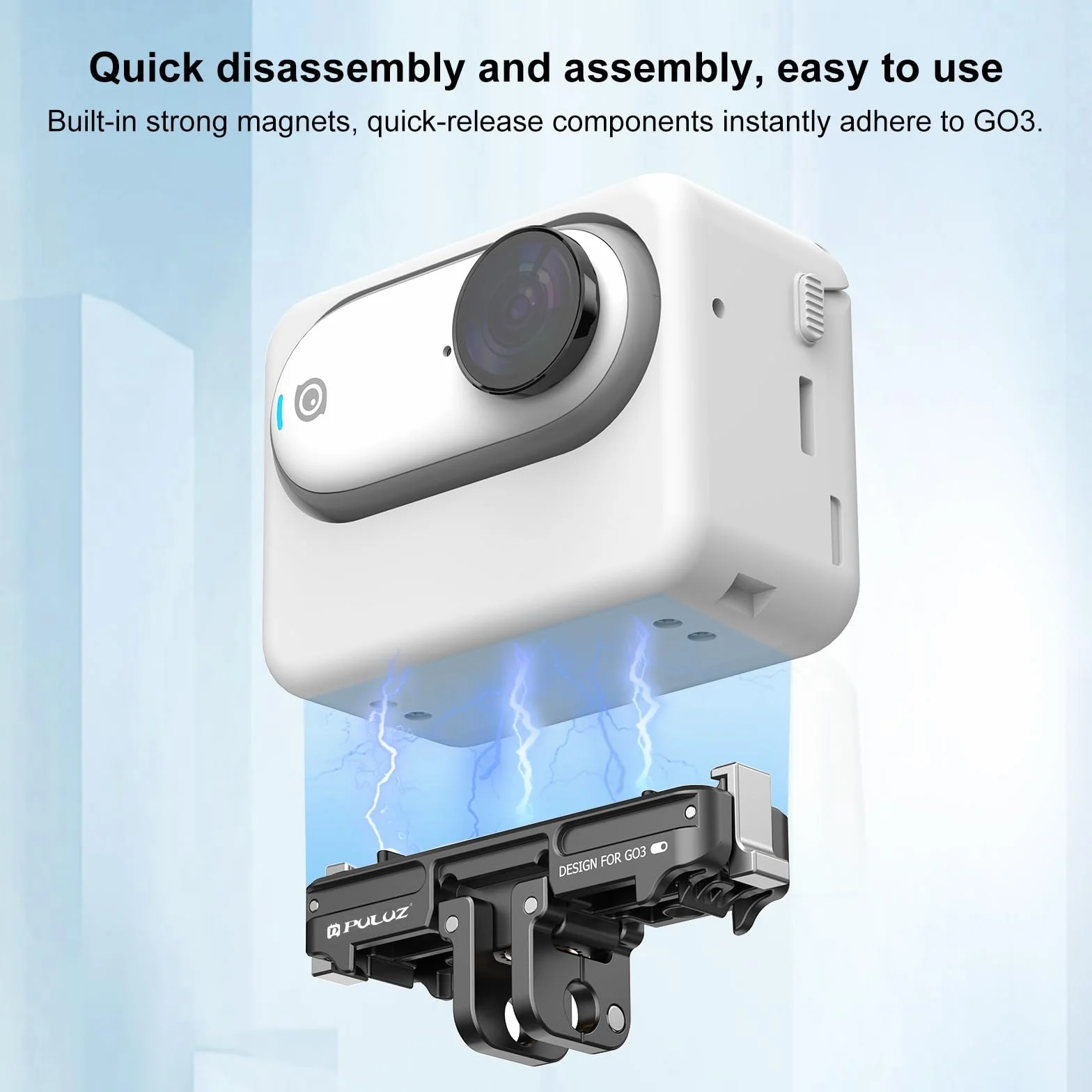 PULUZ Szybkozłączka do Insta360 GO 3S, magnetyczny stojak składany z gwintem 1/4