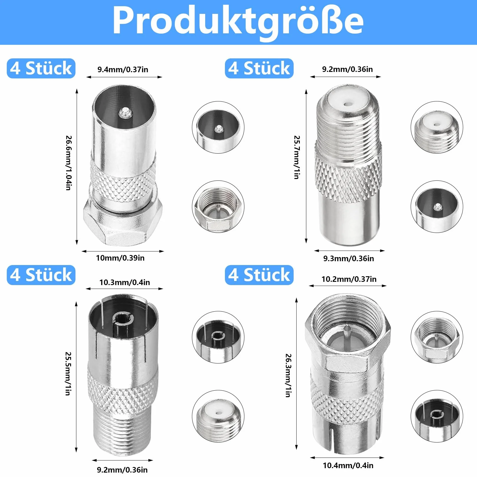 Adapter TV do powietrza SAT F-stecker koaxialne złącze F męskie żeńskie zestaw