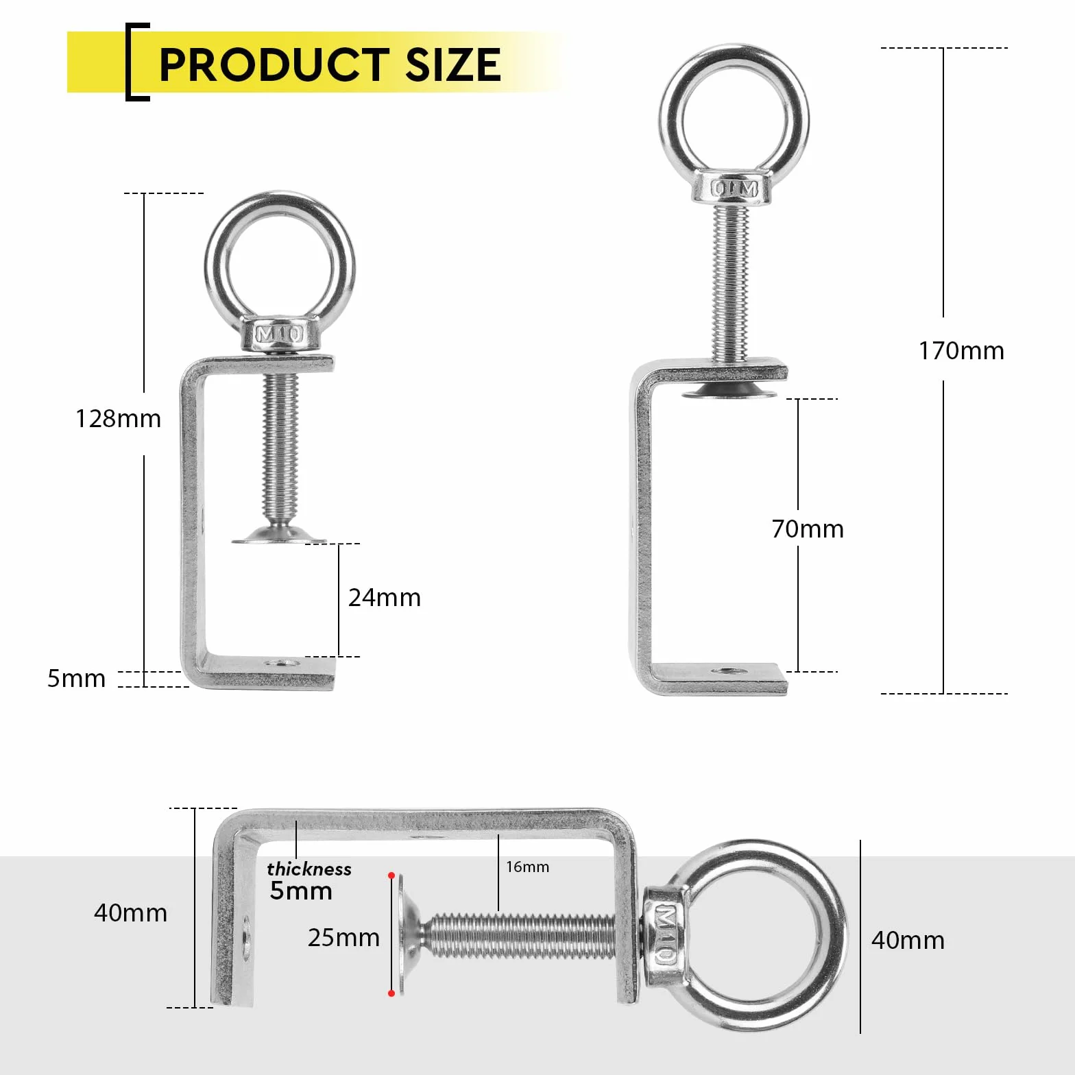 EXLECO 2 x 75 mm C zacisk ze stali nierdzewnej C zacisk śrubowy regulowany otwory szczękowe klamra mocująca do prac z drewna