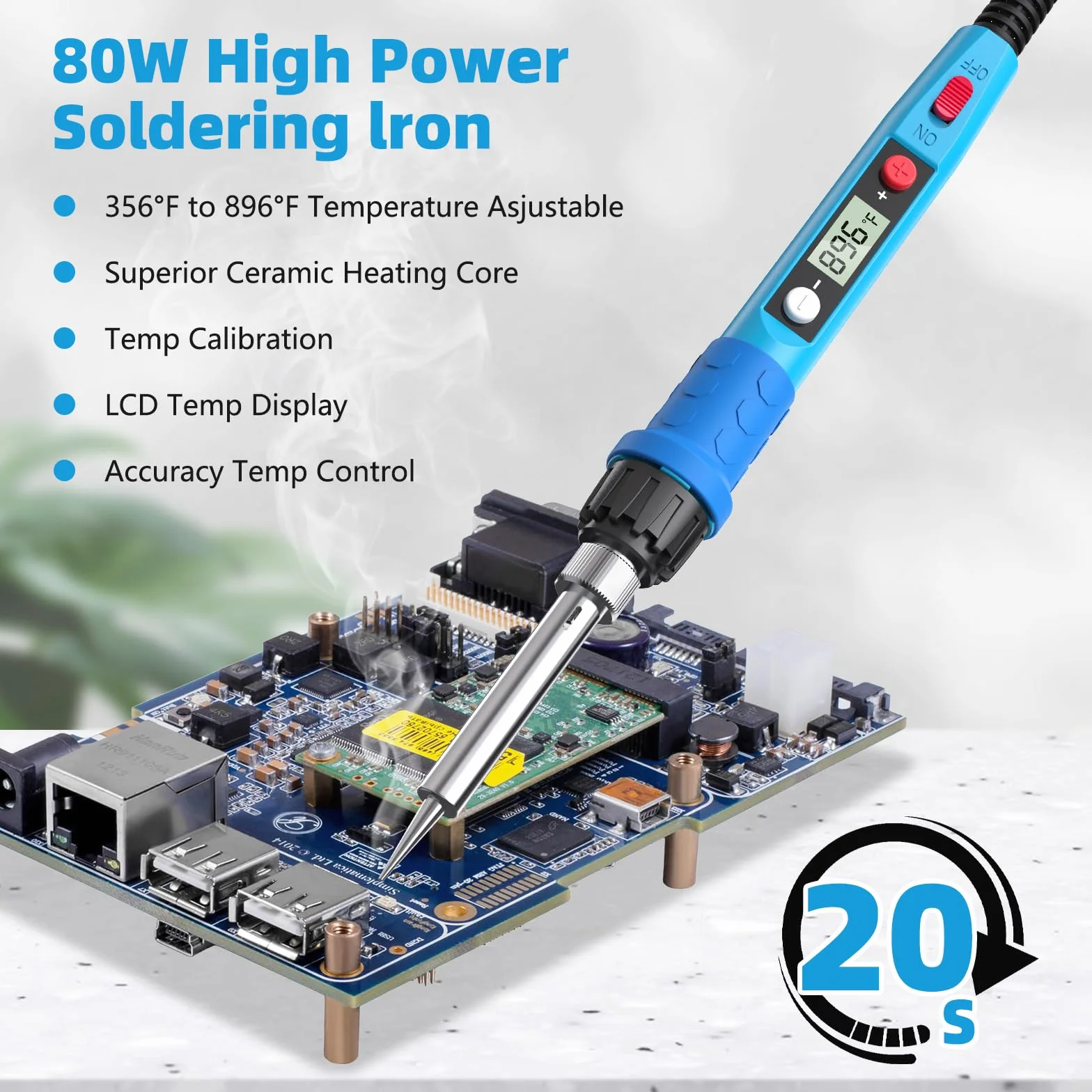80 W 110 V LCD cyfrowy zestaw lutownicy z grzejnikiem ceramicznym, przenośny zestaw lutowniczy z 5 końcówkami, stojak, rurka lutownicza, gąbka, do metalu, biżuterii, elektrycznej, DIY