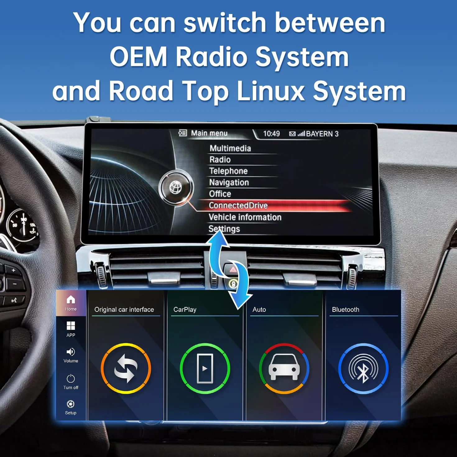 Road Top Ekran CarPlay 12,3-calowe radio samochodowe dla BMW X3 X4 F25/F26 NBT 2013-2016