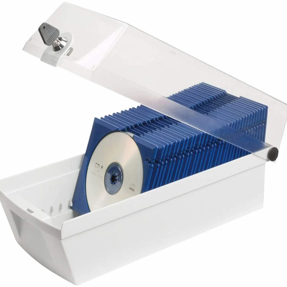 HAN 9260-11, CD-Box MÄX 60, Profibox na 60 płyt CD/DVD, bezpieczny z zamkiem i 2 tackami MÄX, jasnoszary