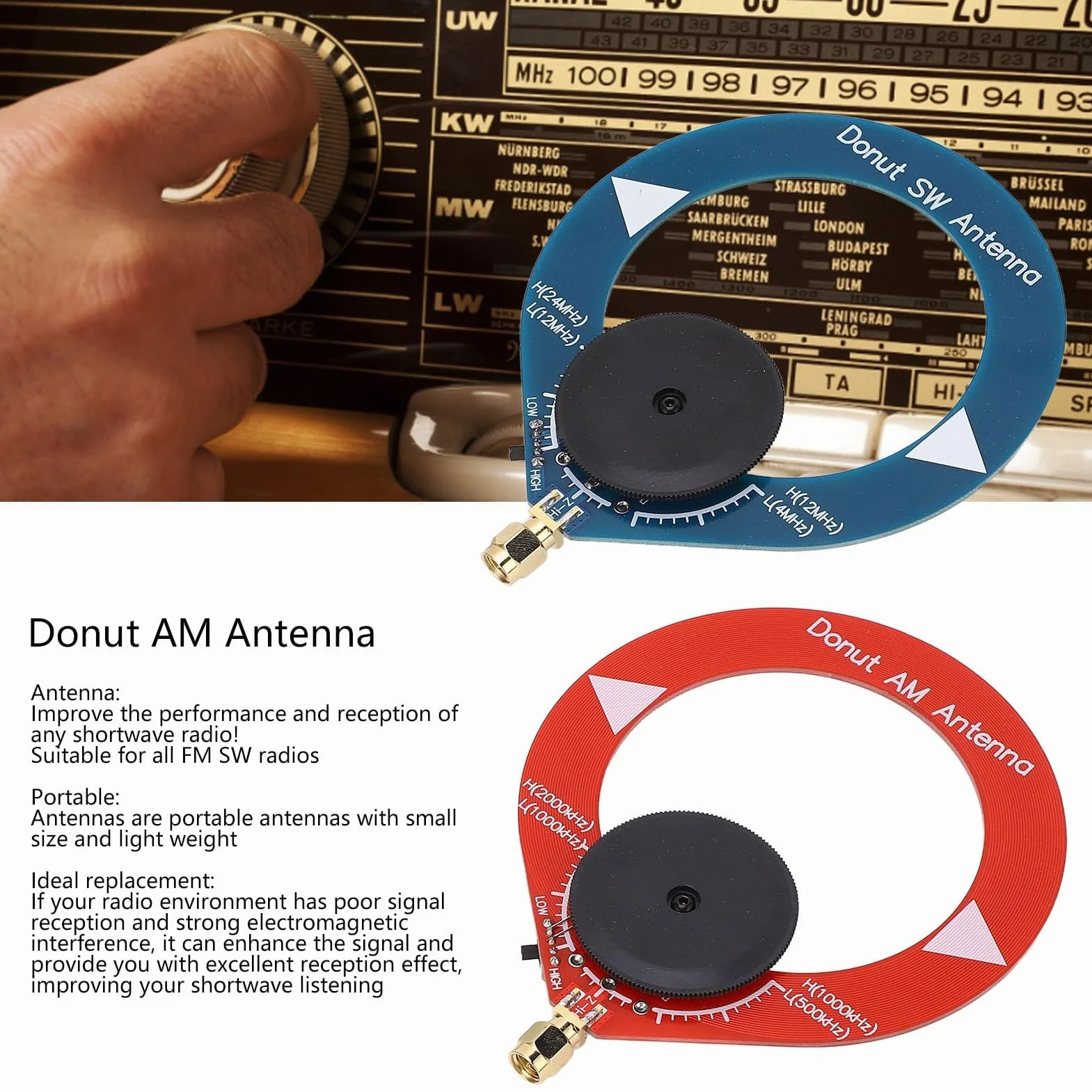 2 szt. Zestaw Nadawczo-odbiorczy o średniej Fali o Krótkiej Fali AM MW SW Mini Rings Transceiver Przenośna Mini Antena Pętlowa