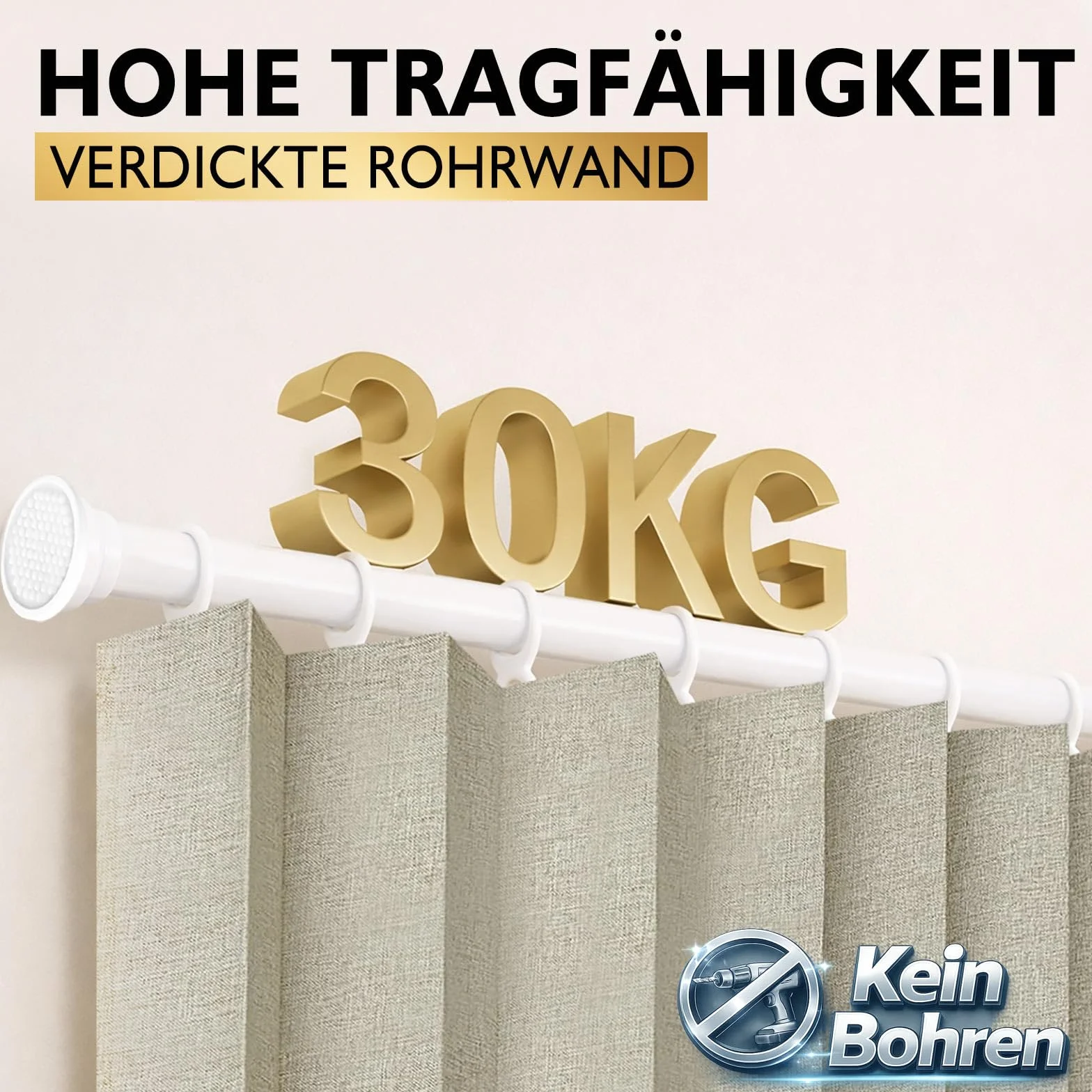 Jilron Zasłona na drzwi nieprzejrzysta, z drążkiem, zamknięcie magnetyczne, łatwa instalacja bez wiercenia, do sypialni (kolor kremowo-biały, wys. 198 x szer. 182 cm), 1 sztuka