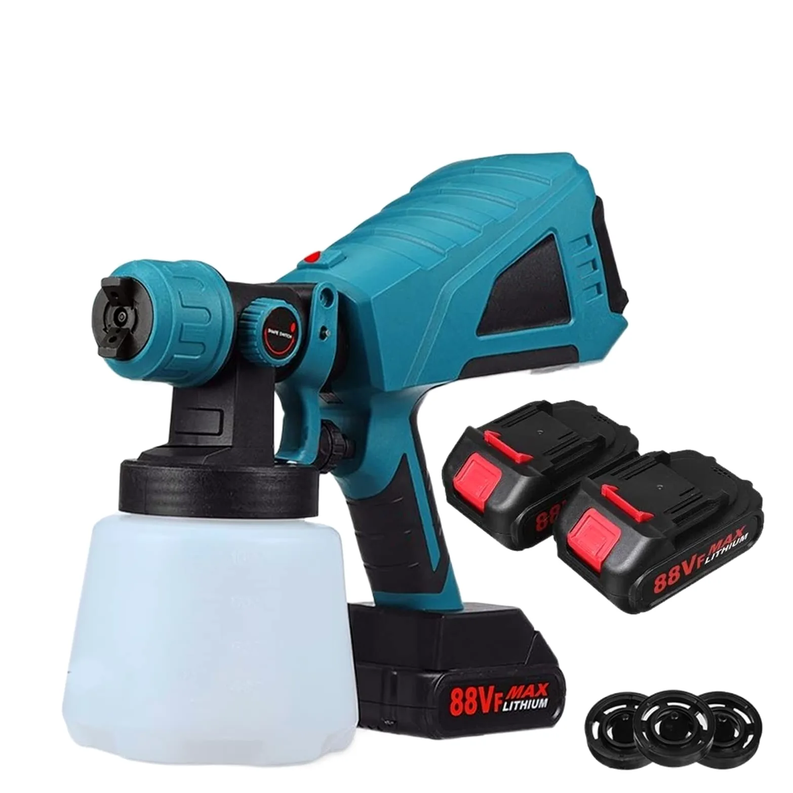 Pistolet Natryskowy, 1000ML 1500W bezprzewodowy elektryczny pistolet natryskowy 3 dysza kontrola przepływu aerograf o dużej mocy rozpylacz farby aerograf do akumulatora 18V(1Battery Plug)
