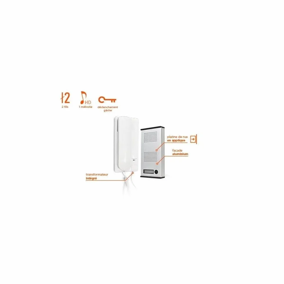 SCS SEN4137398 Metallic Door Phone Kit Mounted in Brackets 2 Wires Included