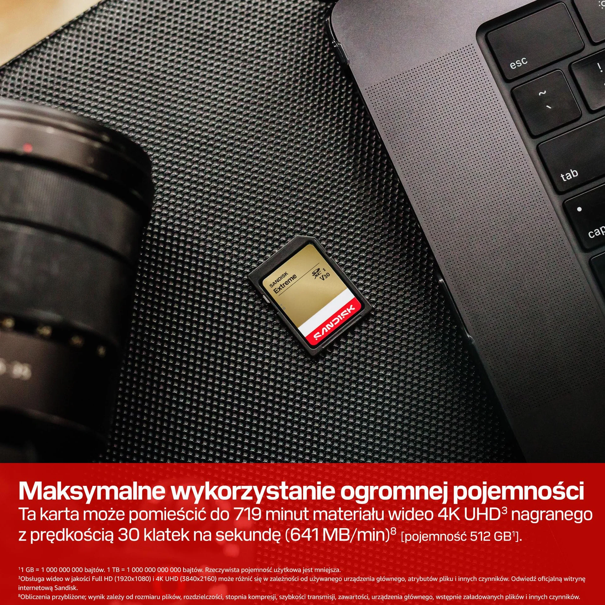 SANDISK Extreme Karta SD UHS-I 128 GB 230 MB/s odczyt 120 MB/s zapis 4K UHD U3 V30