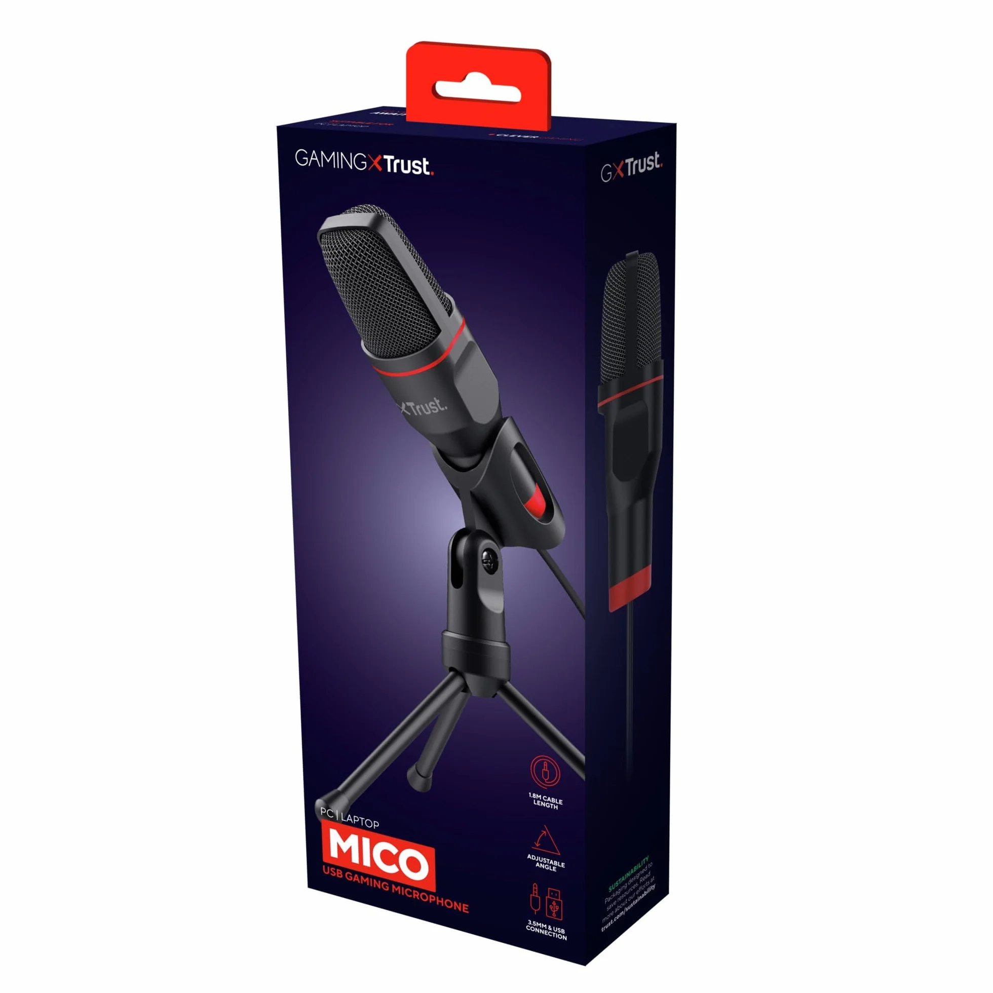 Trust Gaming GXT 212 Mico 23791 Mikrofon, 44 dB, Czarny/Czerwony