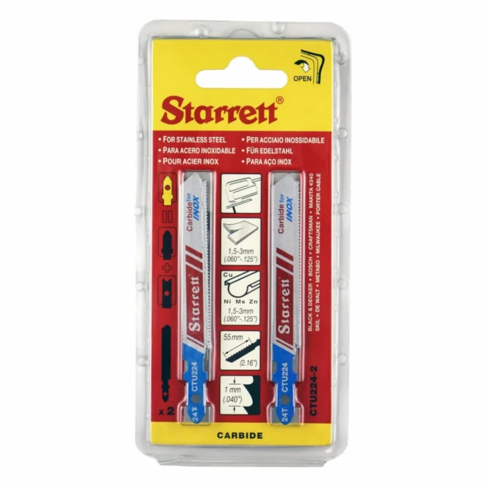 Starrett ctu224 – 2 S. brzeszczot do wyrzynarki C/PLAQ. Karbid P/INOX 24T (2UD)