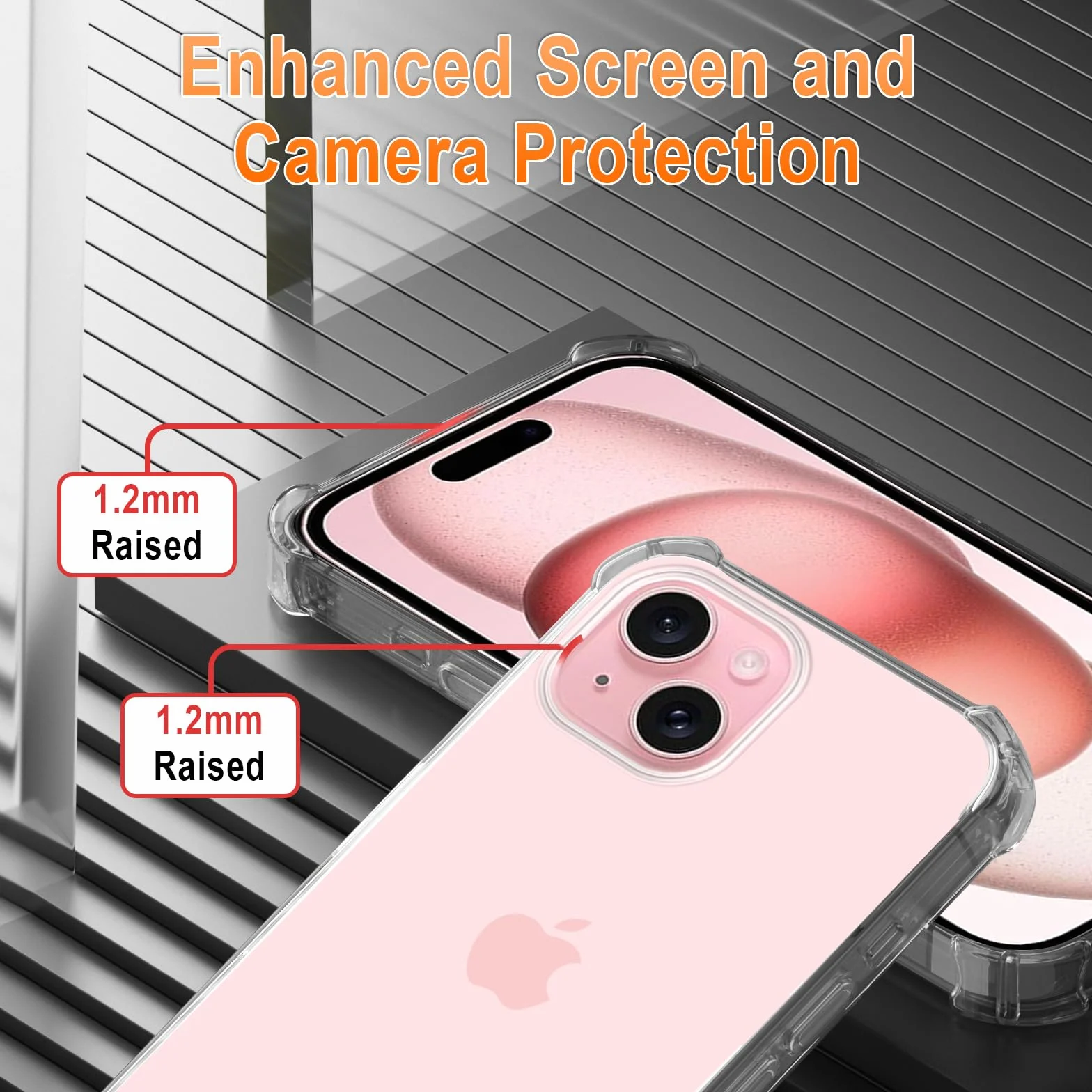 Etui ochronne iPhone 15 przezroczyste silikonowe z paskiem łańcuszkiem różowe złoto