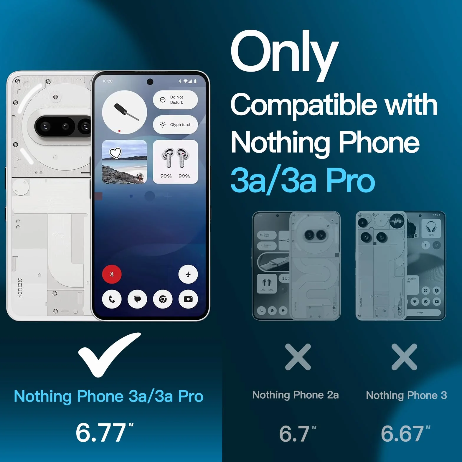 JETech Ochraniacz Ekranu do Nothing Phone 3a / 3a Pro, Szkło Hartowane, 3 Sztuki