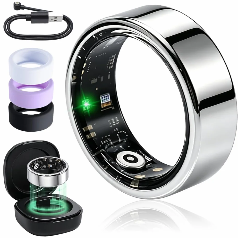 Smart Ring bezprzewodowa ładowarka fitness pomiar tętna ciśnienia krwi analiza snu IP68 kompatybilny iPhone Android