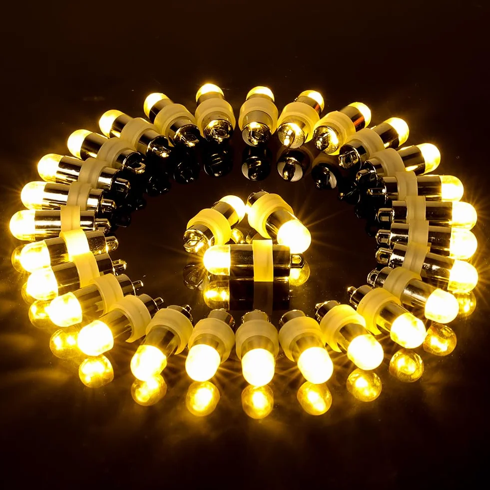 AUAUY Mini lampki LED do balonów, 30 sztuk, zasilane bateriami, wodoszczelne, do papierowych latarni, balonów, na Boże Narodzenie, Halloween, wesela, urodziny, festiwal, dekoracja (ciepła biel)
