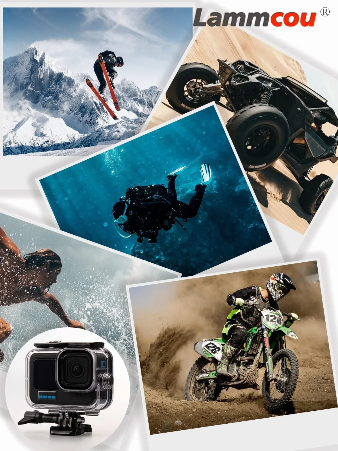 Lammcow Wodoodporny zestaw obudowy ochronny kompatybilny z GoPro Hero 11 10 9 Black, etui do nurkowania 60M