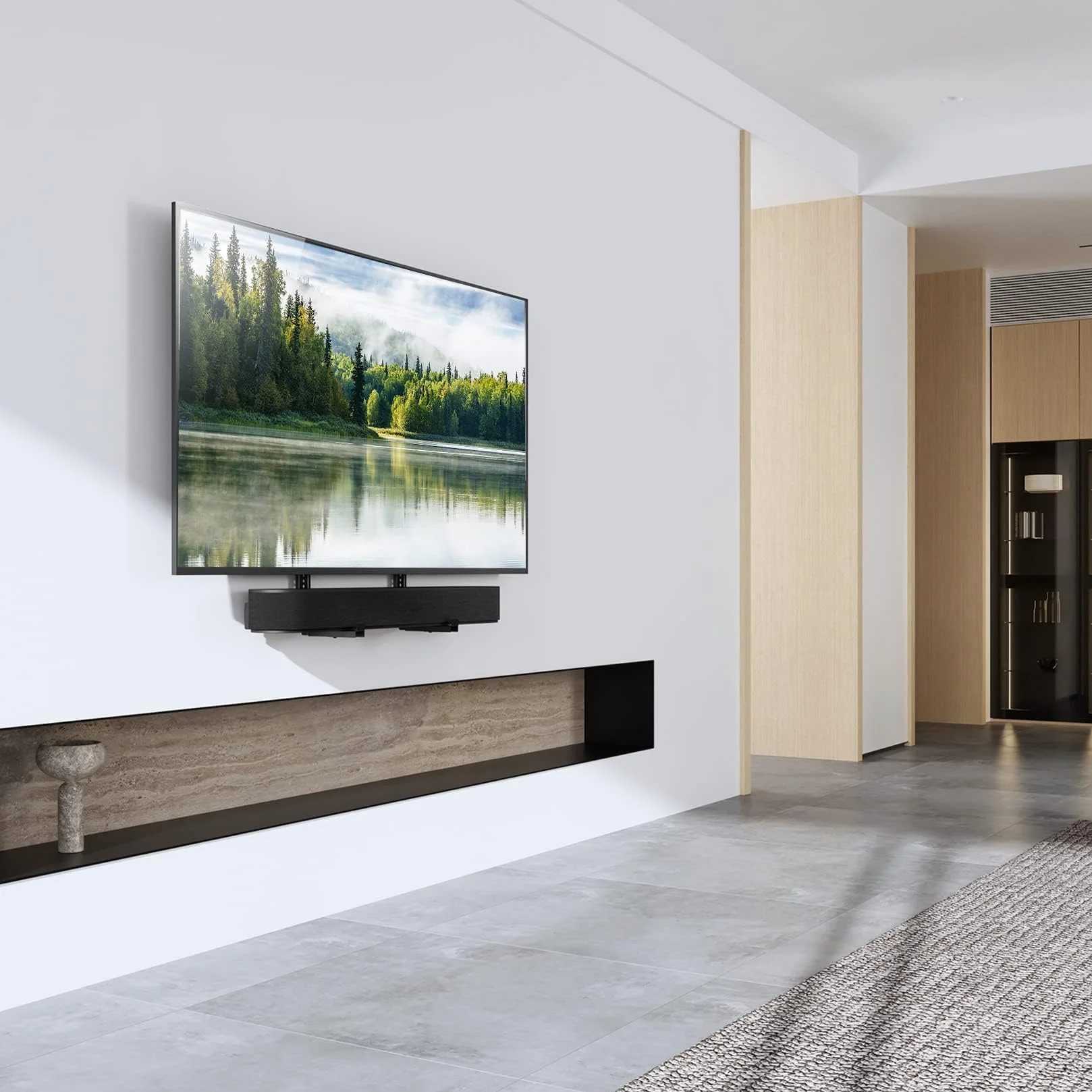 Soundbar Stand Universal Sound Bar Holder for Bar Mniej niż 15 kg, zamontowany na stojaku TV, ścianie lub telewizorze z antypoślizgowym uchwytem