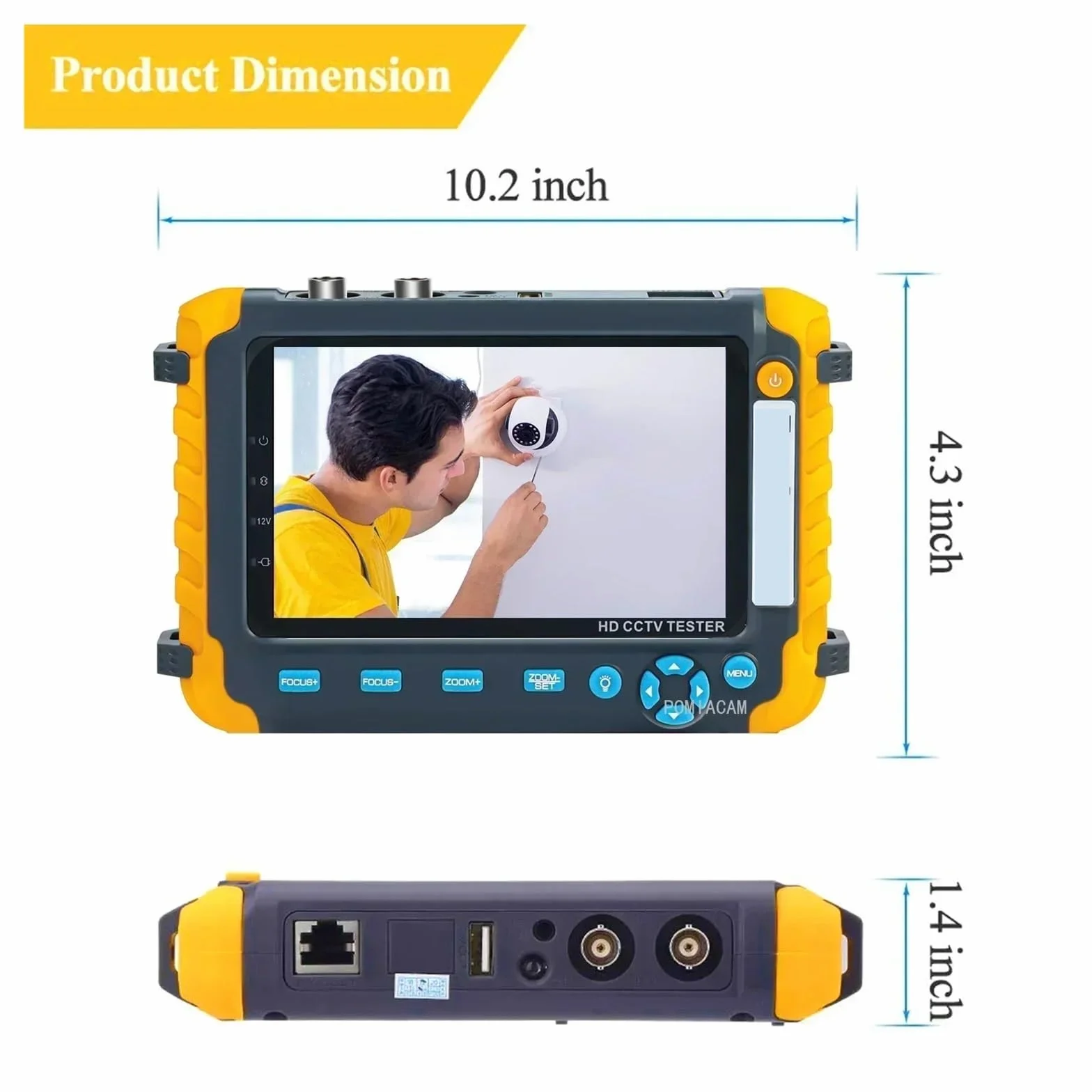 Tester CCTV, IV8W 5,0-calowy monitor CVBS 8MP AHD/CVI/TVI Tester CCTV kamery 4 w 1 Przenośny tester Obsługa wejścia PTZ VGA