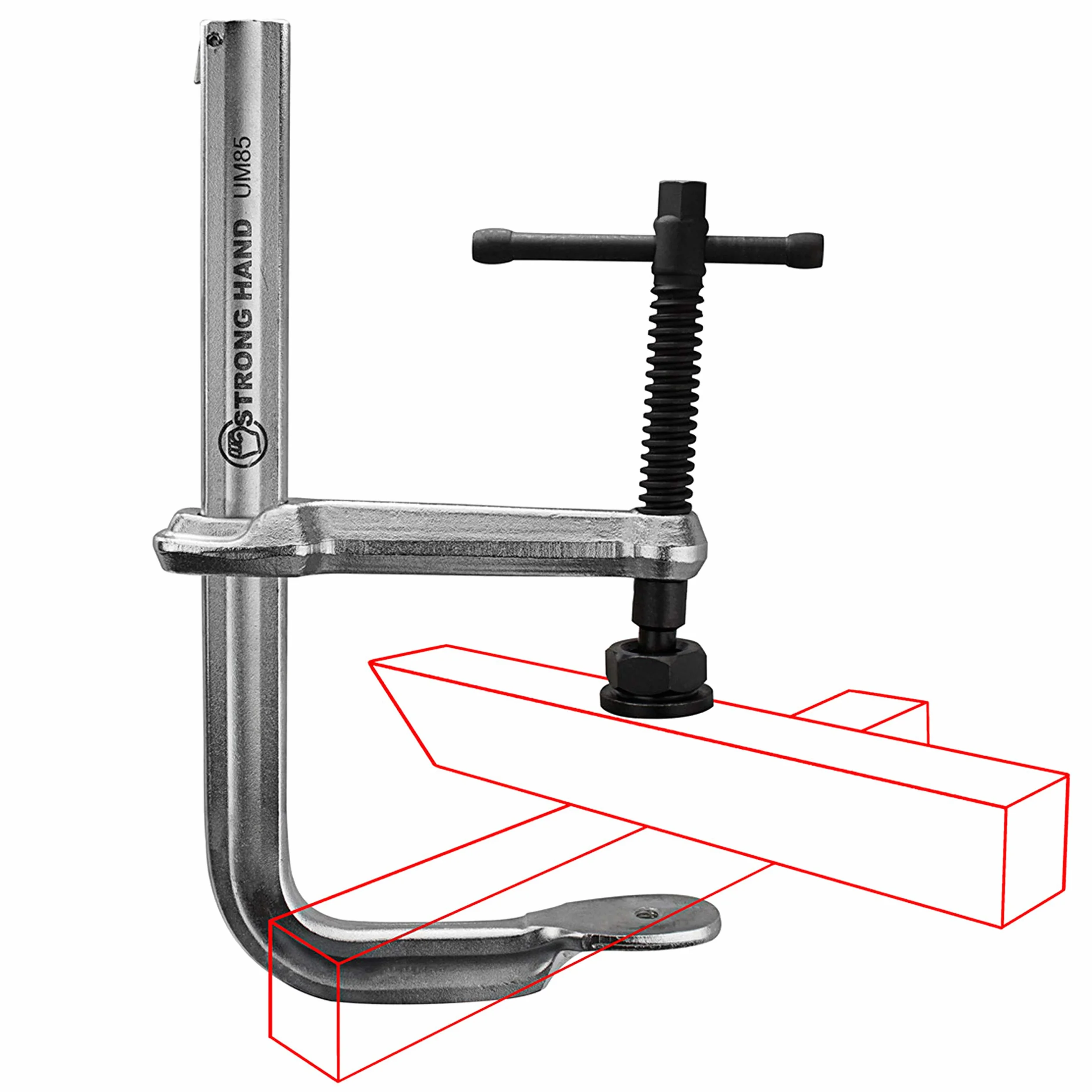 Strong Hand Tools, System zaciskowy 4 w 1, zacisk prętowy o regularnym obciążeniu, pojemność 38,5 mm, ciśnienie zaciskowe: 1,1 kg, głębokość gardła: 5-1/2″, UM125-C3