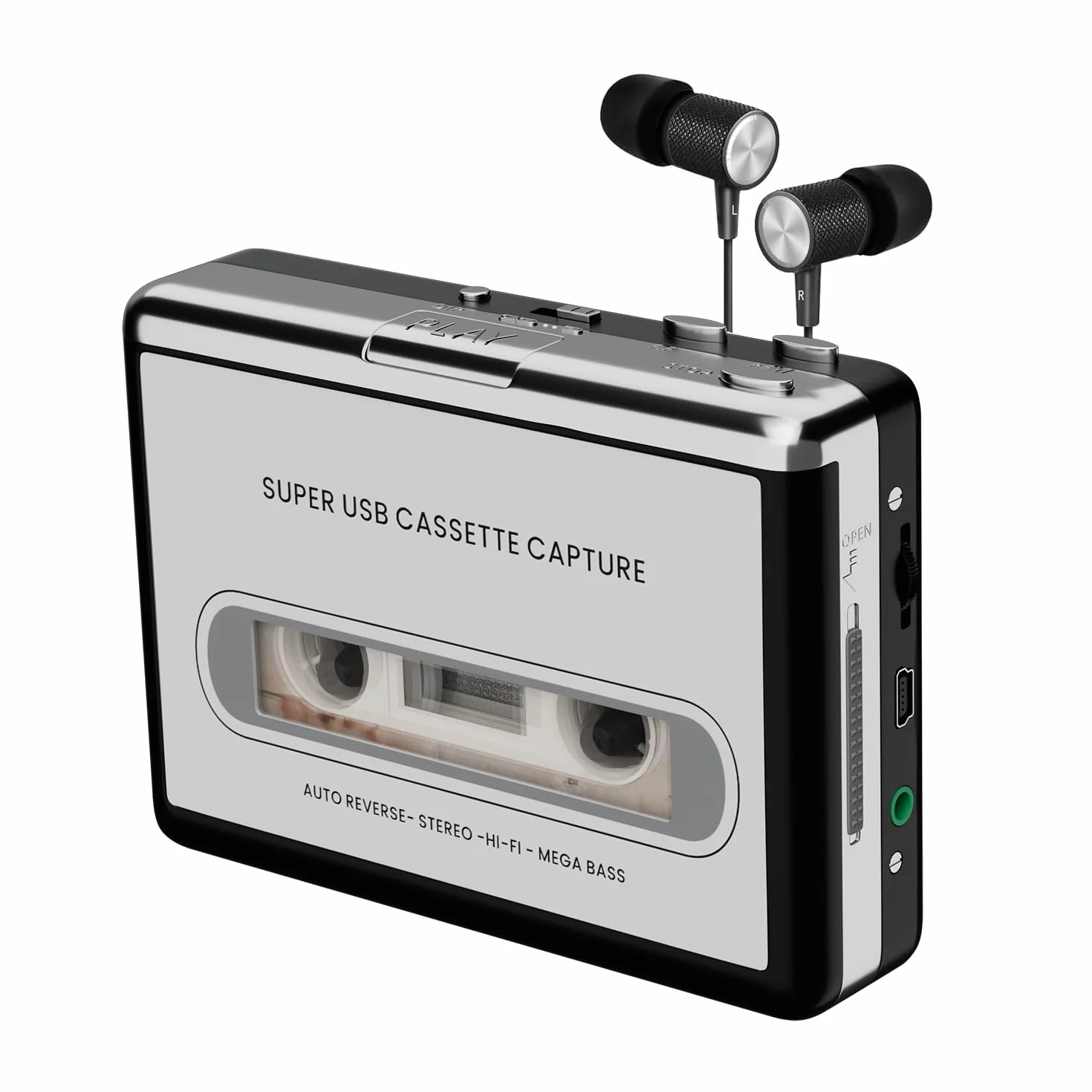 Reshow Nagrywarka kasetowa – przenośny magnetofon do nagrywania plików audio MP3 przez USB – konwertuje kasety do iPoda – kompatybilny z laptopami i komputerami w formacie srebrnym