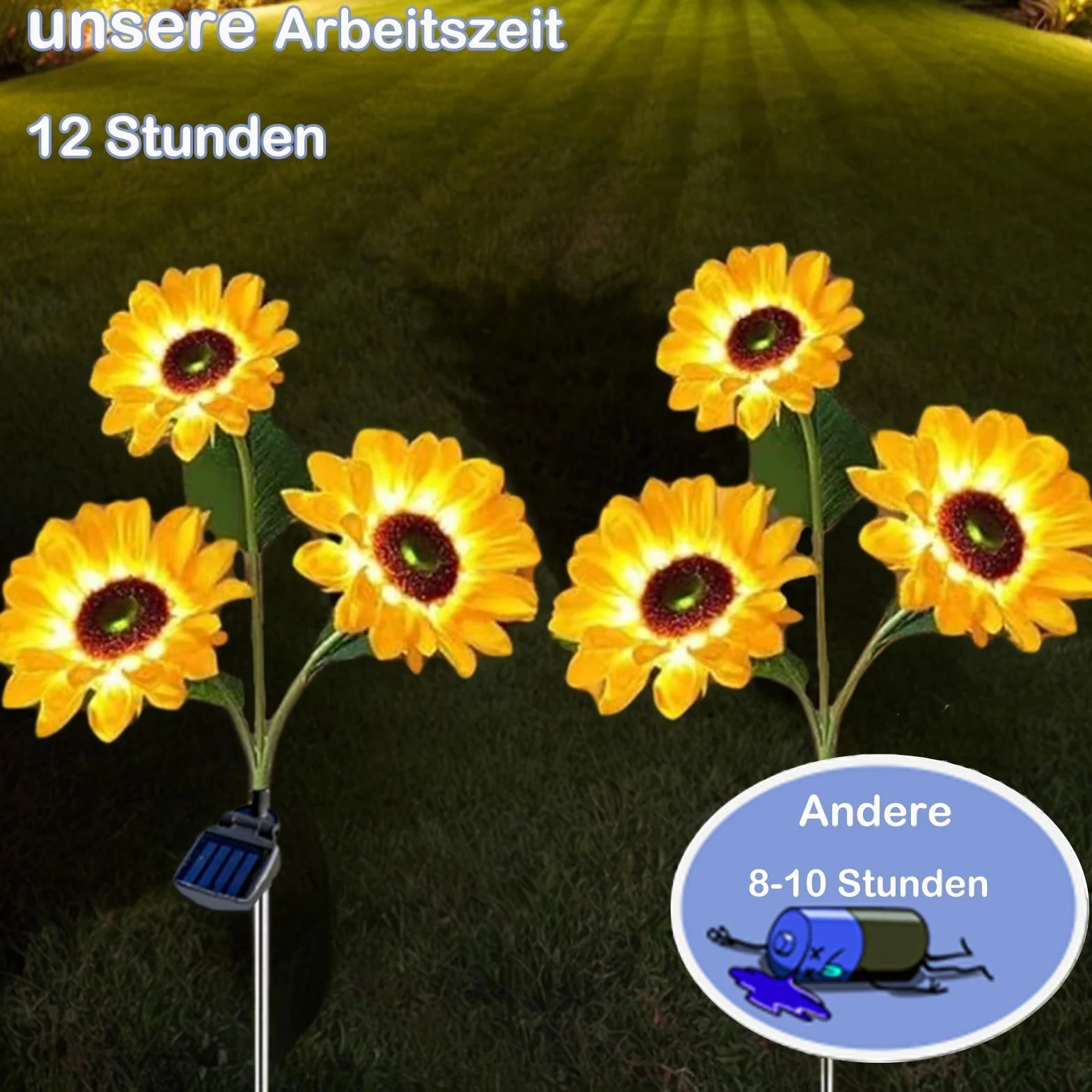 Hqynss Ulepszone solarne lampy słonecznikowe do dekoracji ogrodowych, lampy solarne do ogrodu, wodoodporne IP65, do dekoracji trawnika, na urodziny, Boże Narodzenie, prezenty ogrodnicze, 2 szt