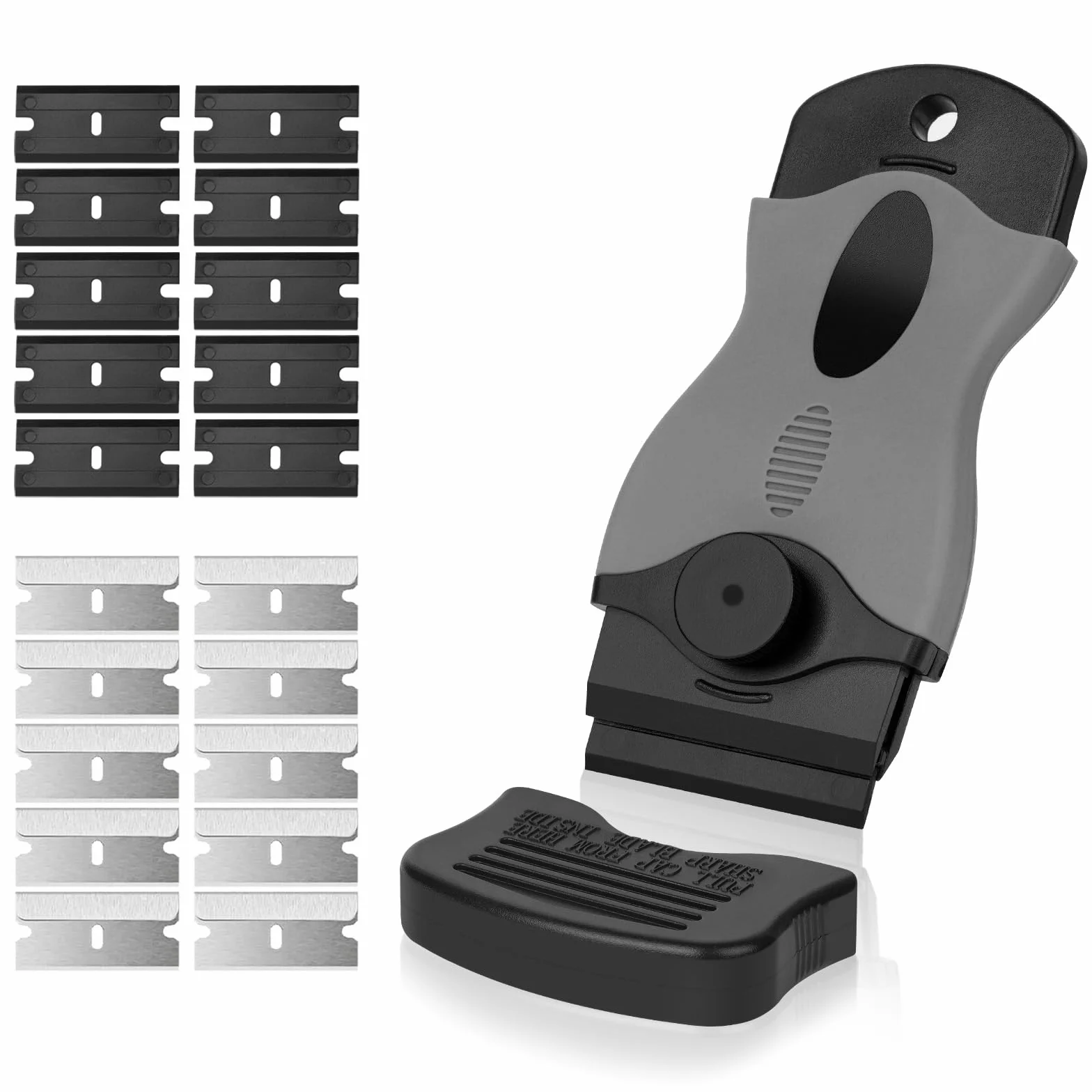 Flintronic Skrobak, uniwersalny skrobak do czyszczenia do usuwania kleju, malowania, naklejek z 10 metalowymi ostrzami i 10 ostrzami z tworzywa sztucznego
