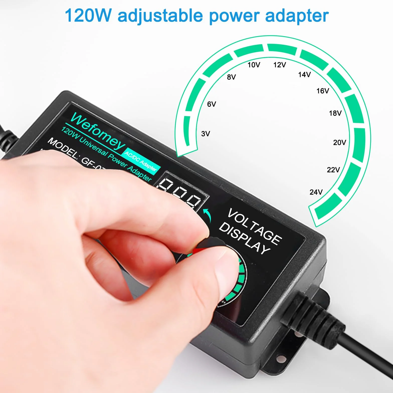 Uniwersalny zasilacz sieciowy 5A 120W regulowany 3V-24V 100V-240V AC na DC z wskaźnikiem LED 14 wtyczkami
