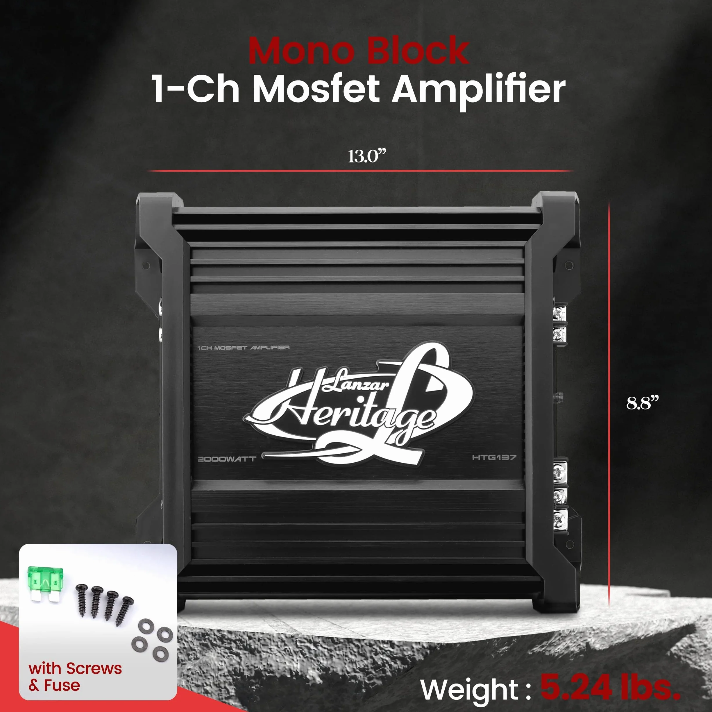 LANZAR HTG137 Monoblock Car Amplifier 2000W 2 Ohm Subwoofer